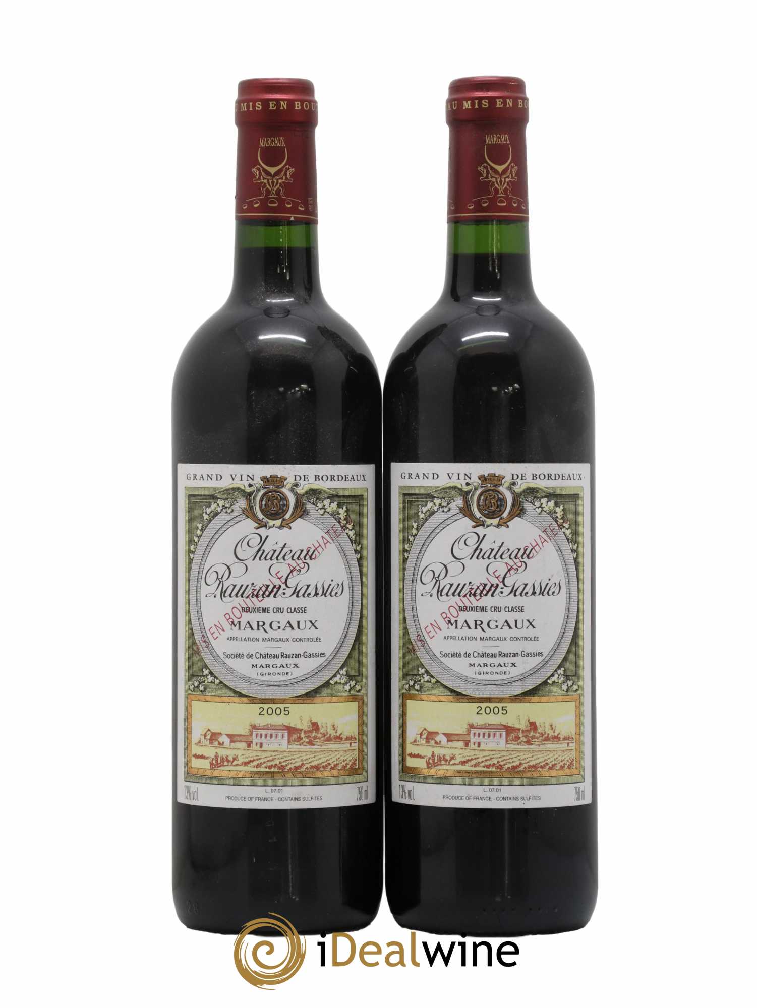 Château Rauzan-Gassies 2ème Grand Cru Classé 2005 - Lot de 2 bouteilles - 0