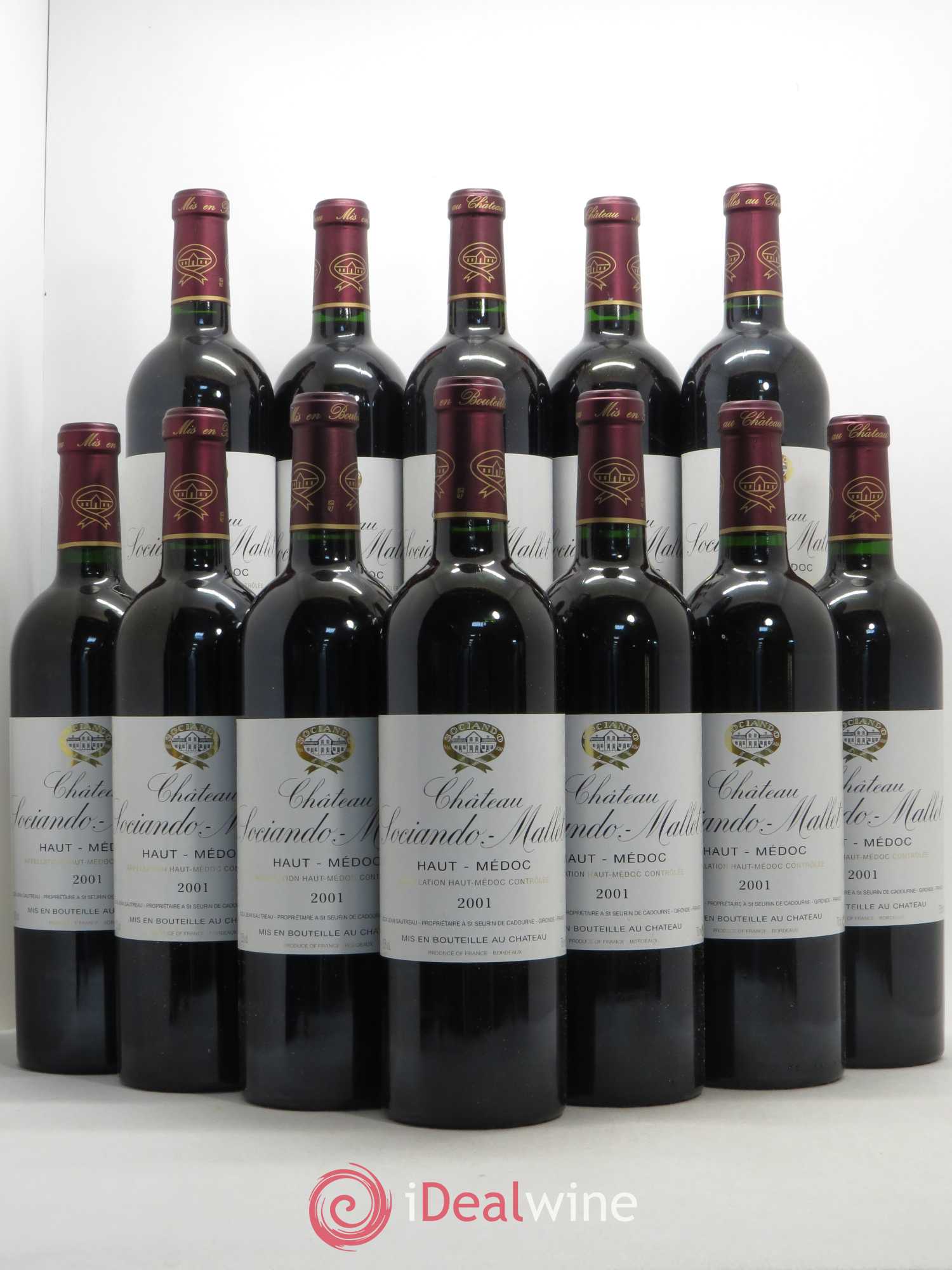 Château Sociando Mallet 2001 - Lot de 12 bouteilles - 0
