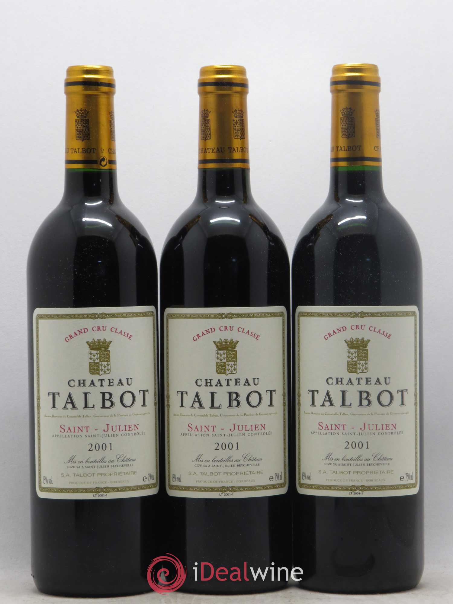 Château Talbot 4ème Grand Cru Classé 2001 - Lot de 12 bouteilles - 1