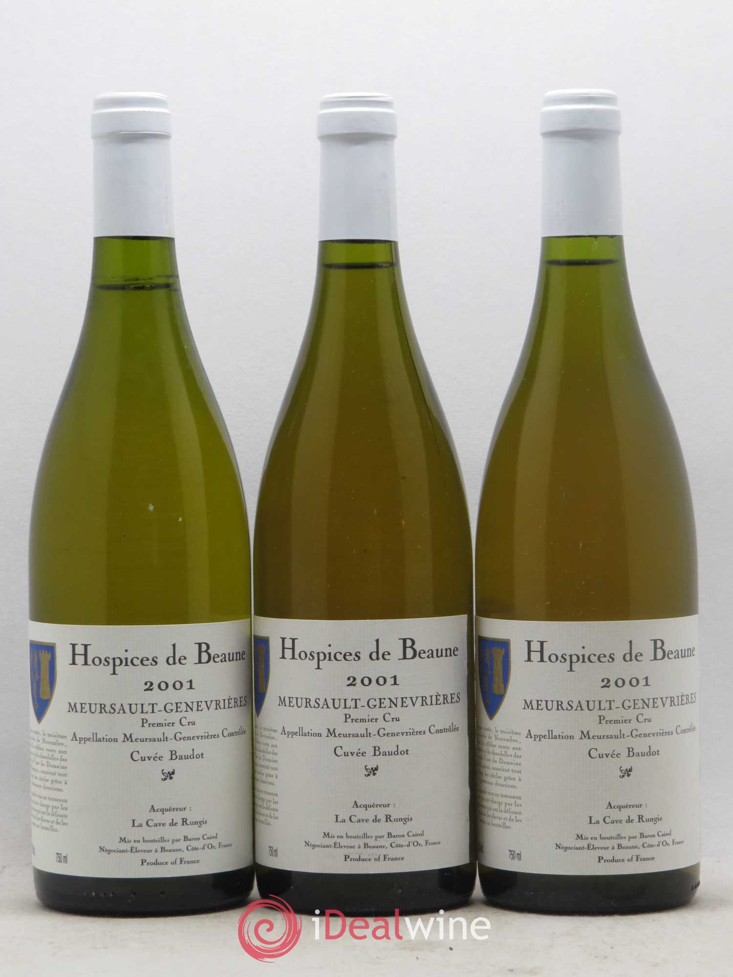 Meursault 1er Cru Genevrières Cuvée Baudot Hospices de Beaune 2001 - Posten von 3 Flaschen - 0