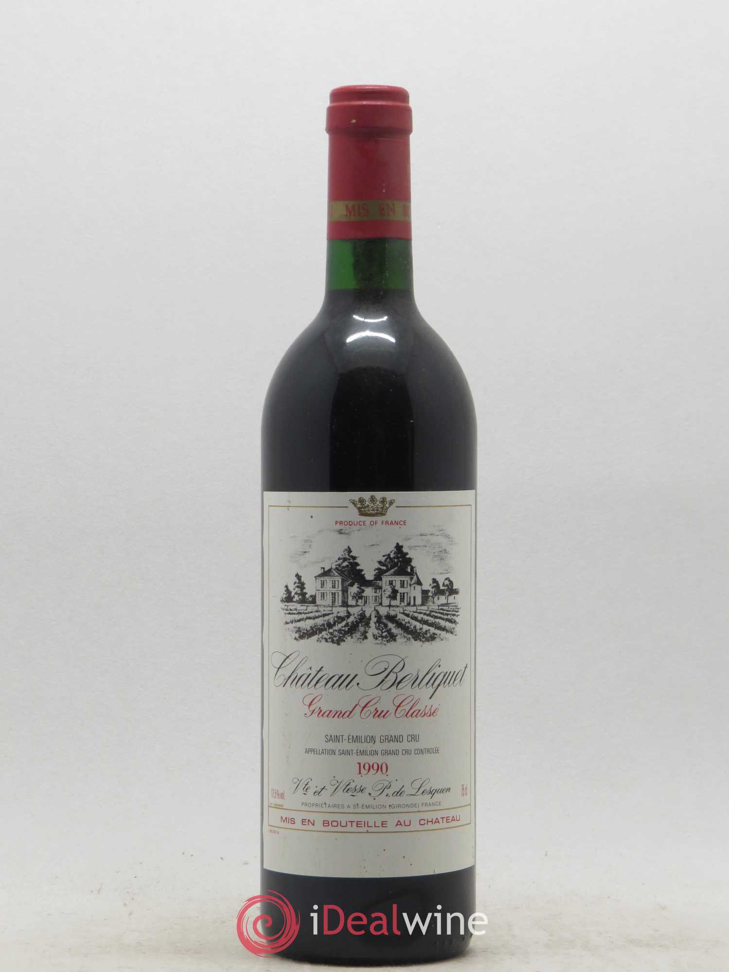Château Berliquet Grand Cru Classé 1990 - Lot de 1 bouteille - 0
