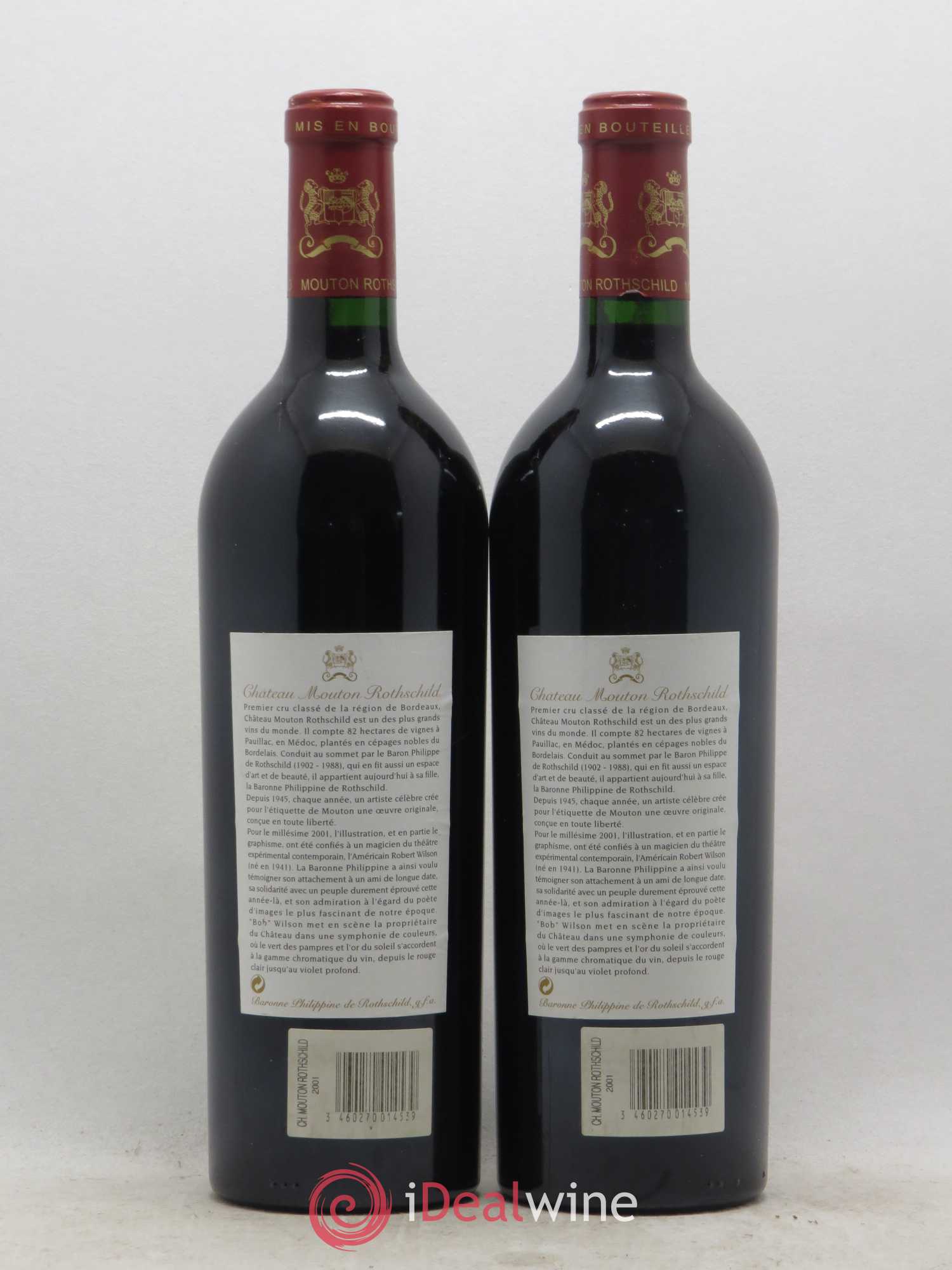 Château Mouton Rothschild 1er Grand Cru Classé 2001 - Lot de 2 bouteilles - 1