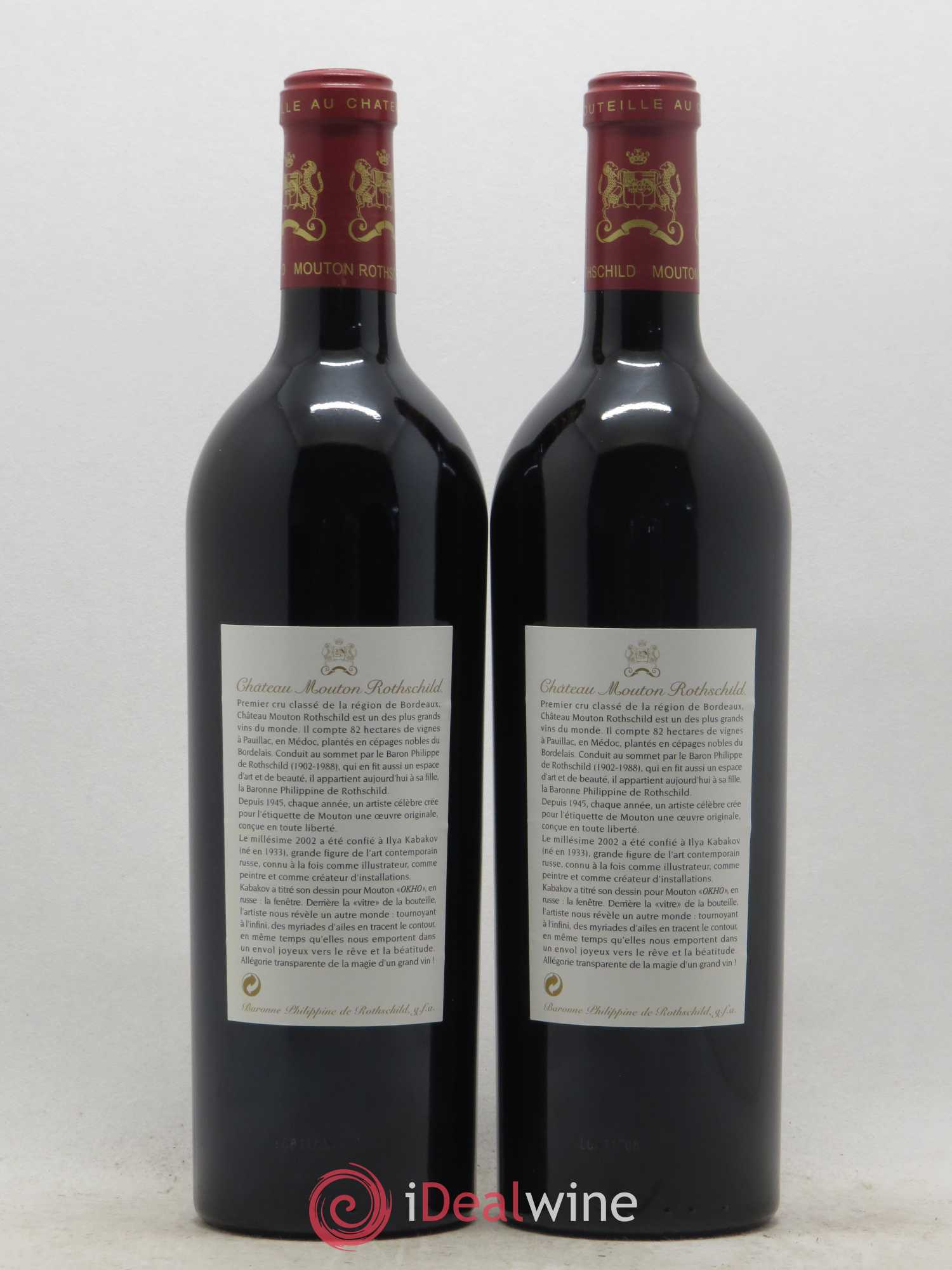 Château Mouton Rothschild 1er Grand Cru Classé 2002 - Lot de 2 bouteilles - 1