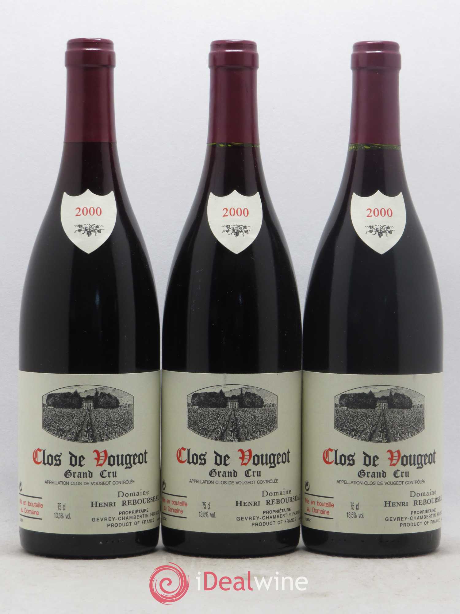 Clos de Vougeot Grand Cru Henri Rebourseau (Domaine) 2000 - Lot de 3 bouteilles - 0