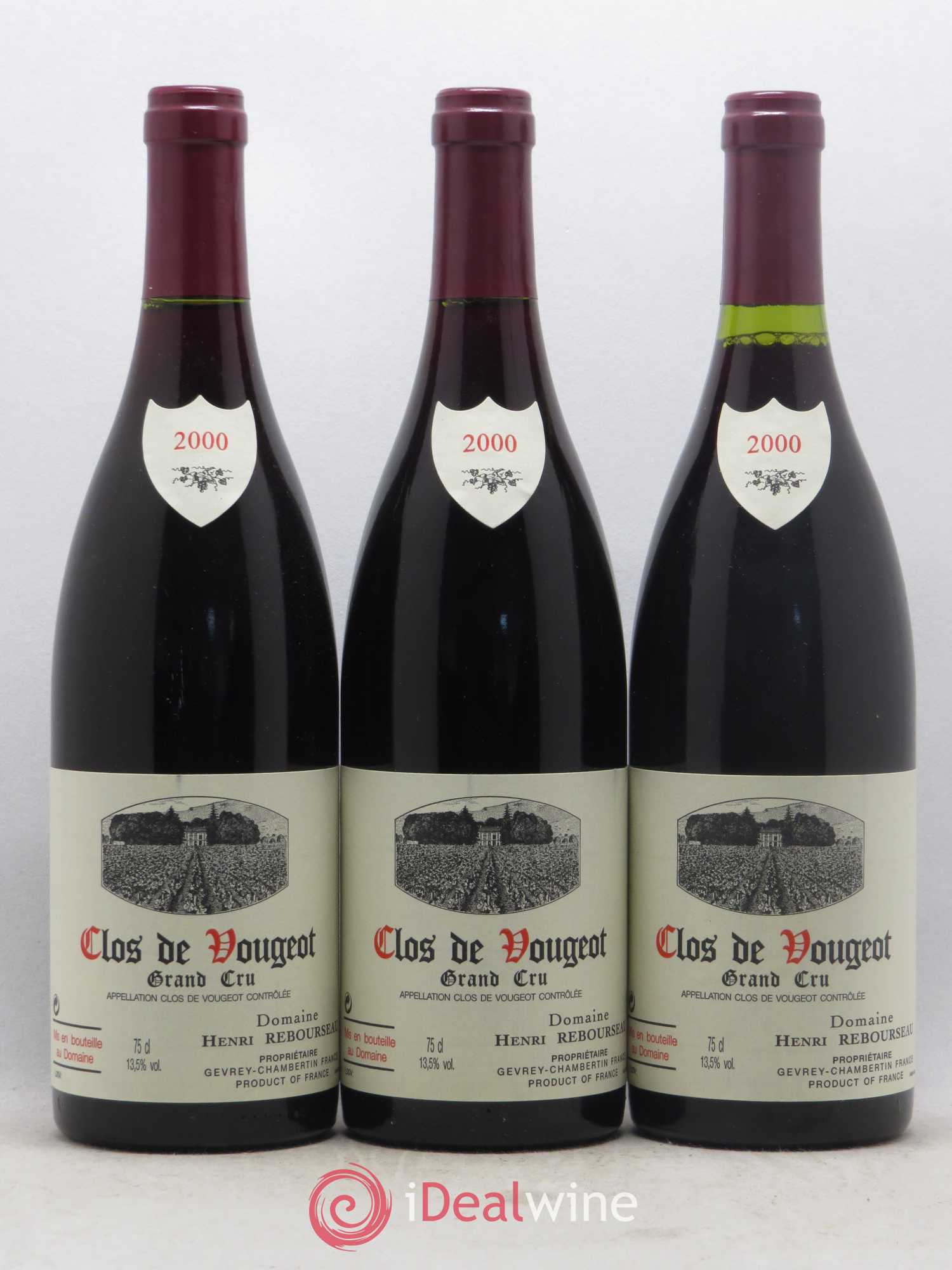 Clos de Vougeot Grand Cru Henri Rebourseau (Domaine) 2000 - Lot de 3 bouteilles - 0