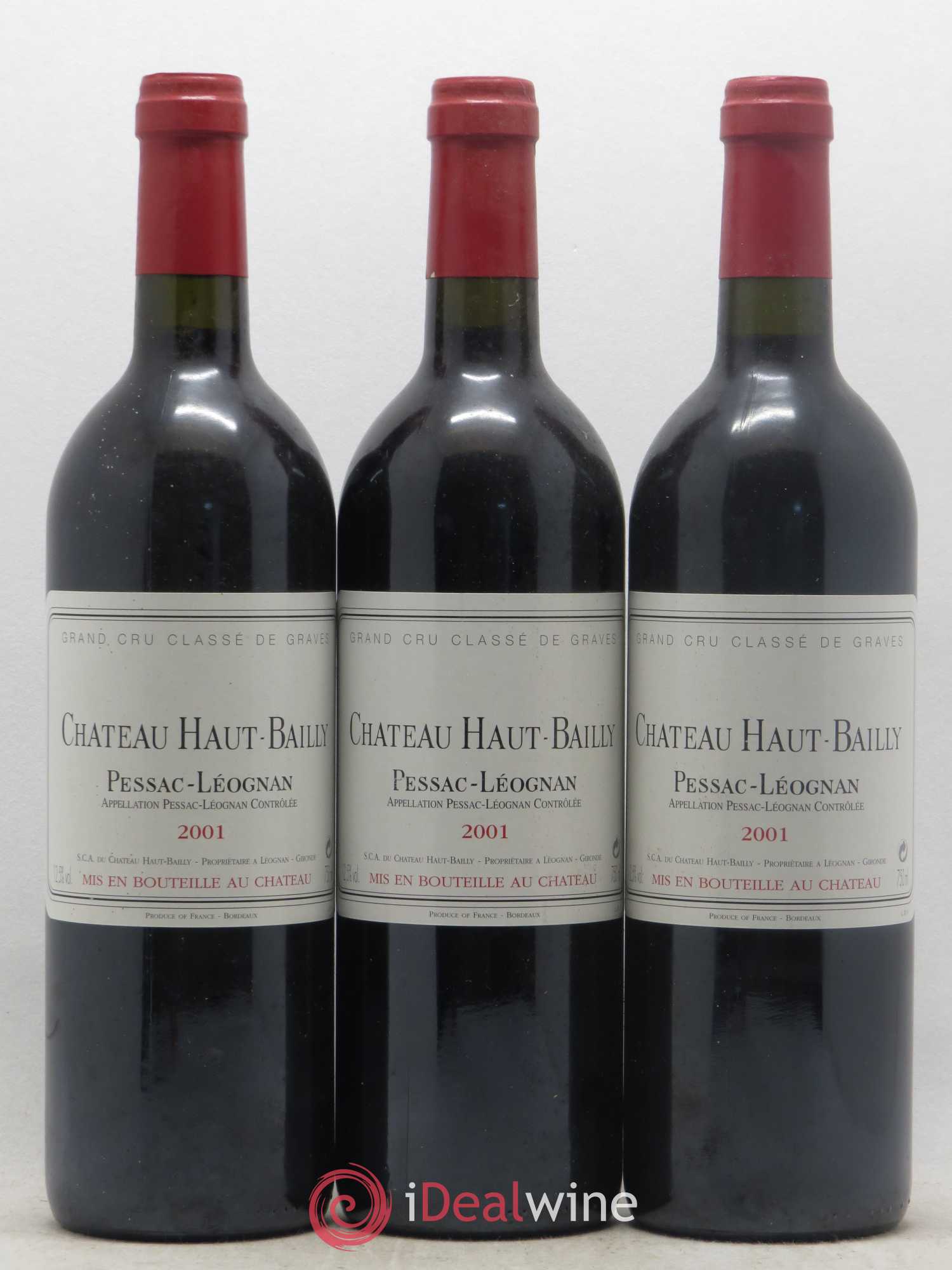 Château Haut-Bailly Cru Classé de Graves 2001 - Lot de 3 bouteilles - 0