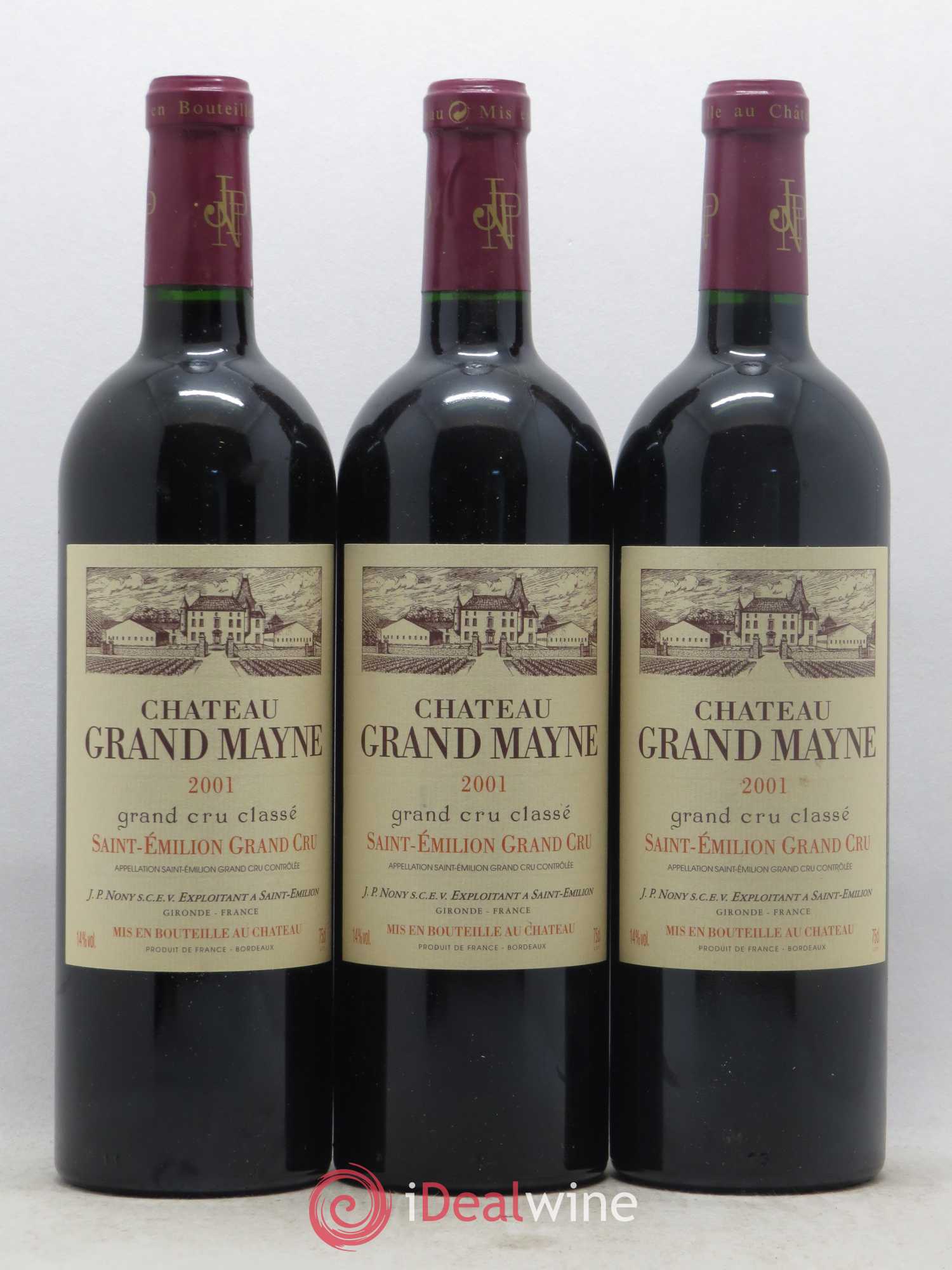 Château Grand Mayne Grand Cru Classé 2001 - Lot de 3 bouteilles - 0