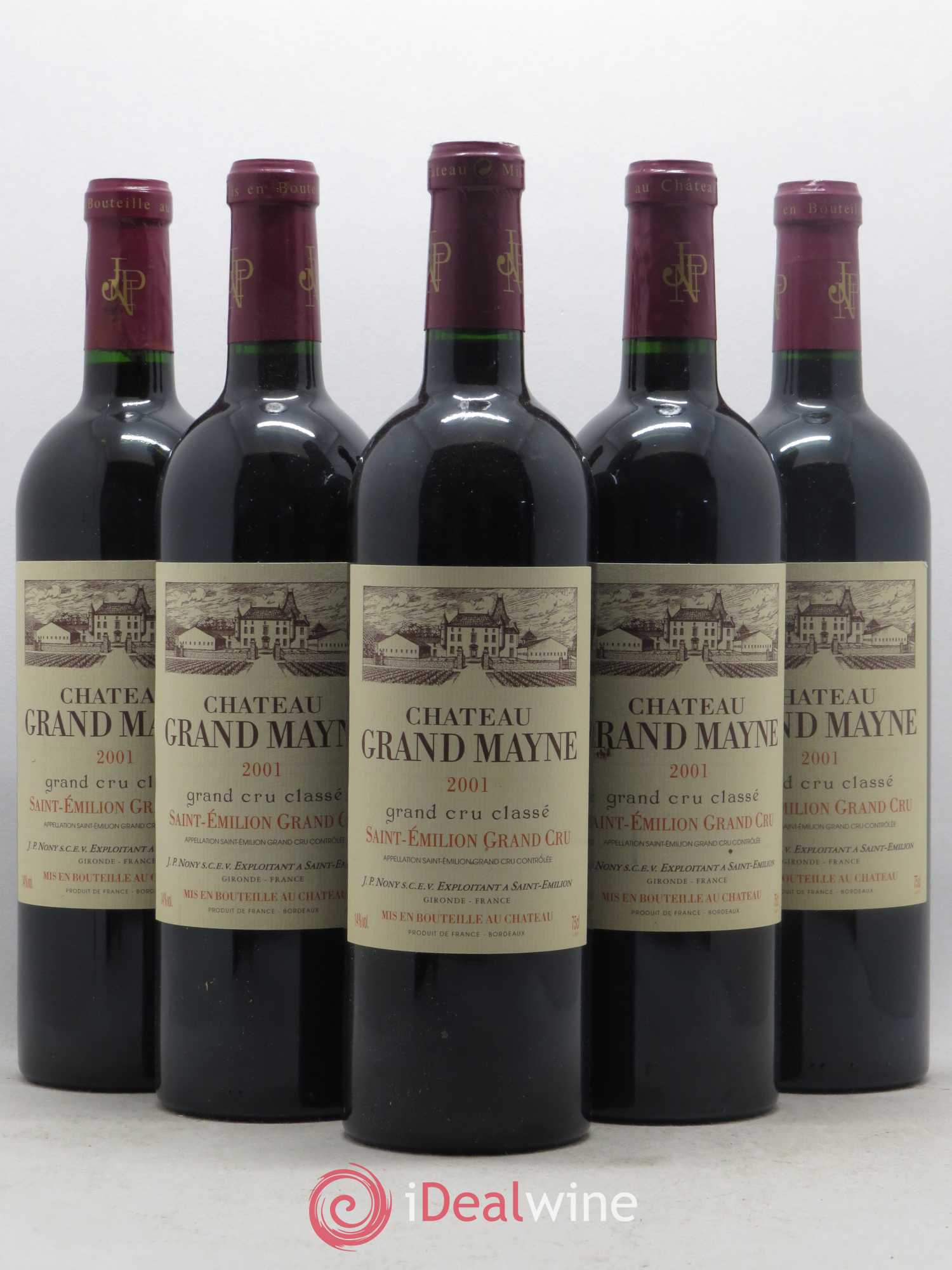 Château Grand Mayne Grand Cru Classé 2001 - Lot de 5 bouteilles - 0