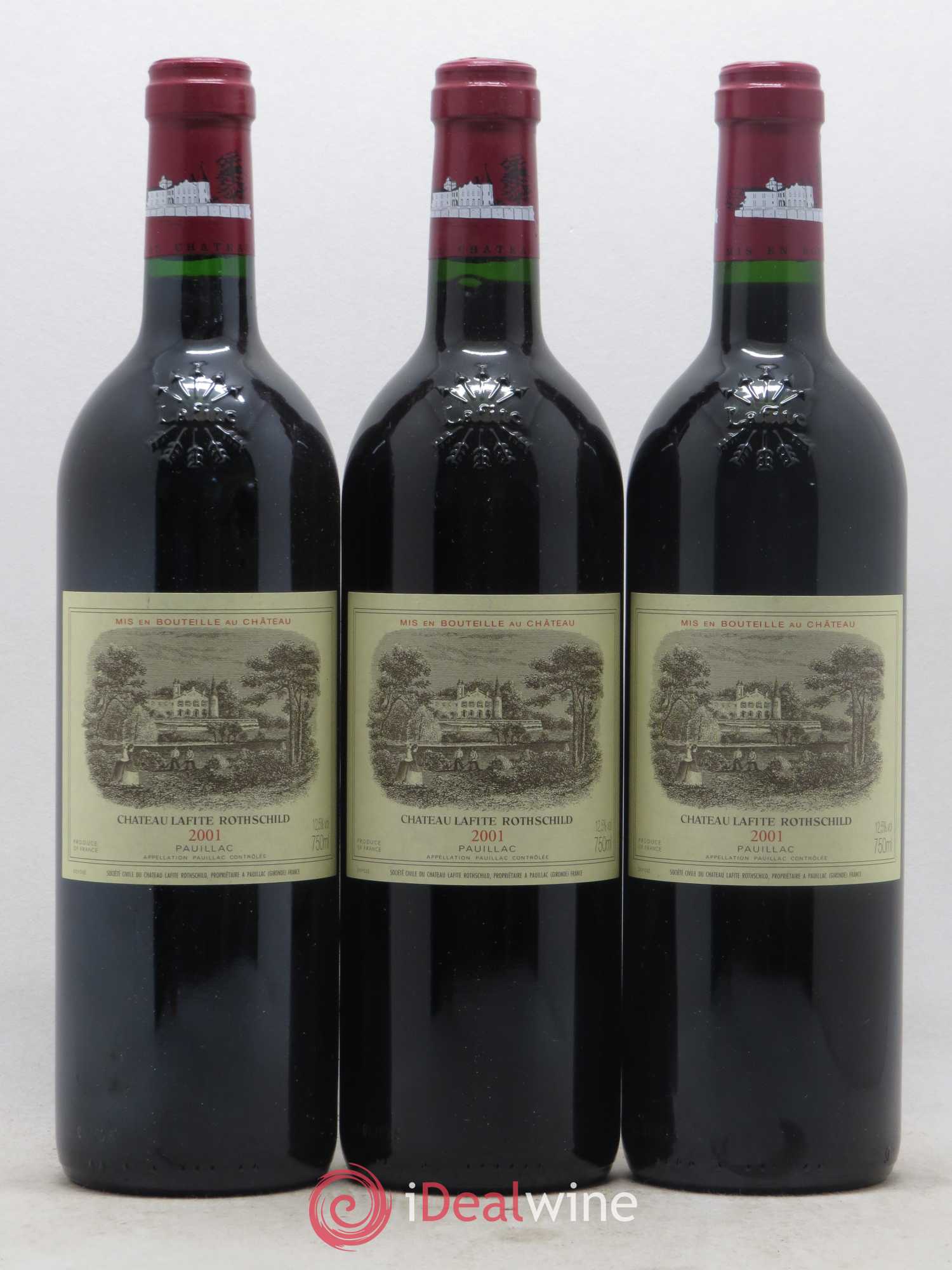 Château Lafite Rothschild 1er Grand Cru Classé 2001 - Lot de 3 bouteilles - 0