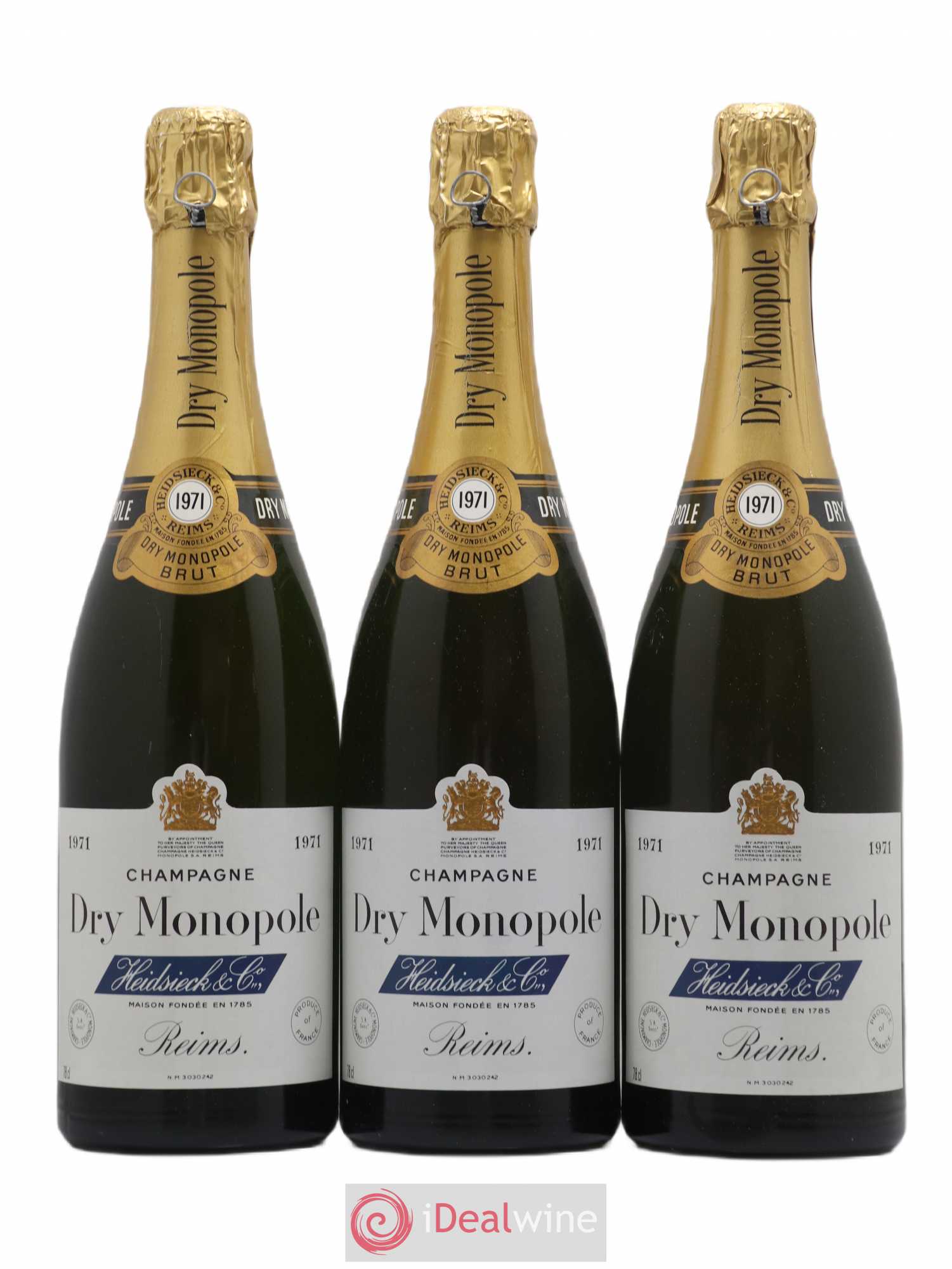 Champagne Dry Monopole Heidsieck & co 1971 - Lot de 3 bouteilles - 0