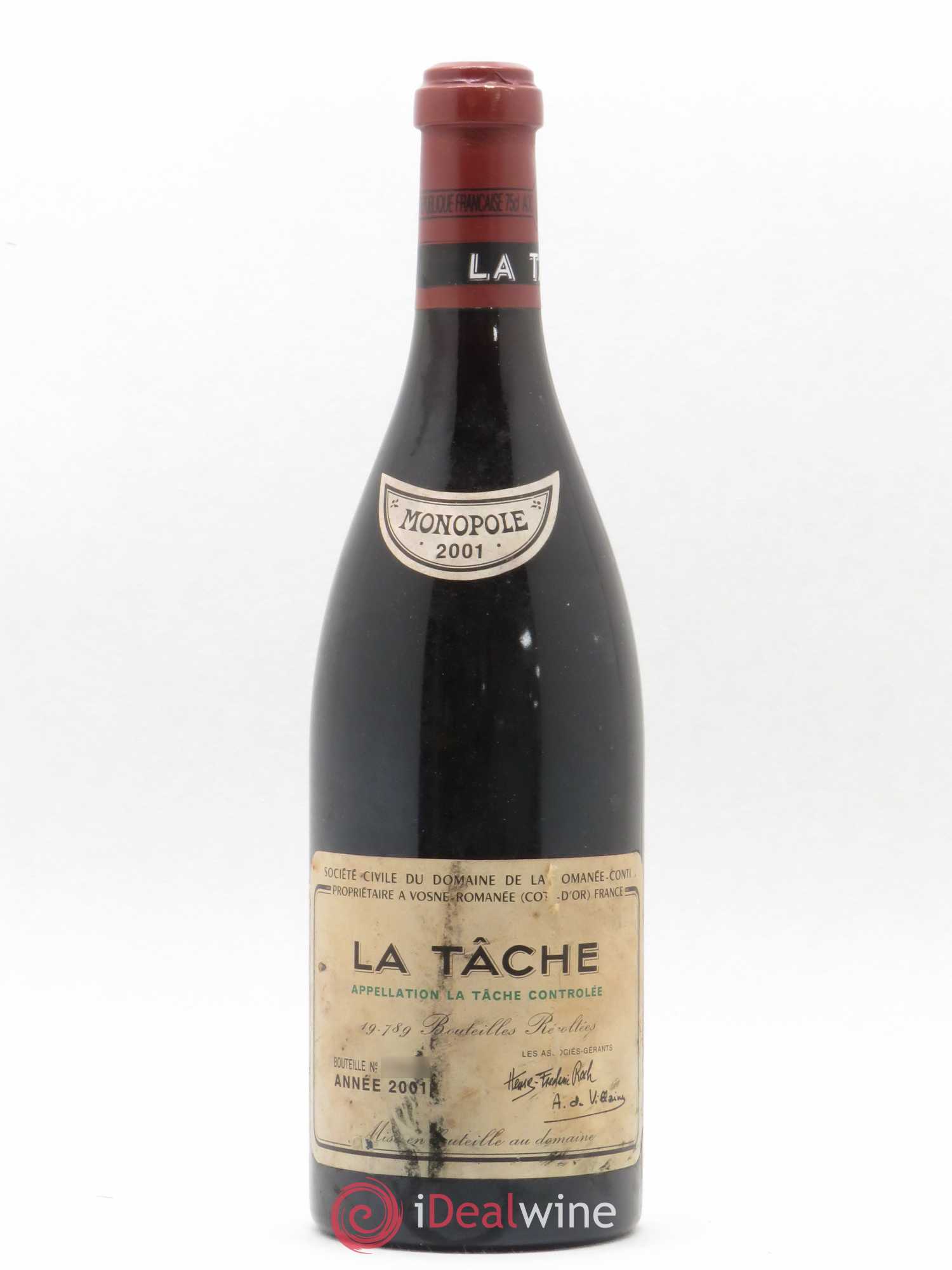 La Tâche Grand Cru Domaine de la Romanée-Conti 2001 - Lot de 1 bouteille - 0