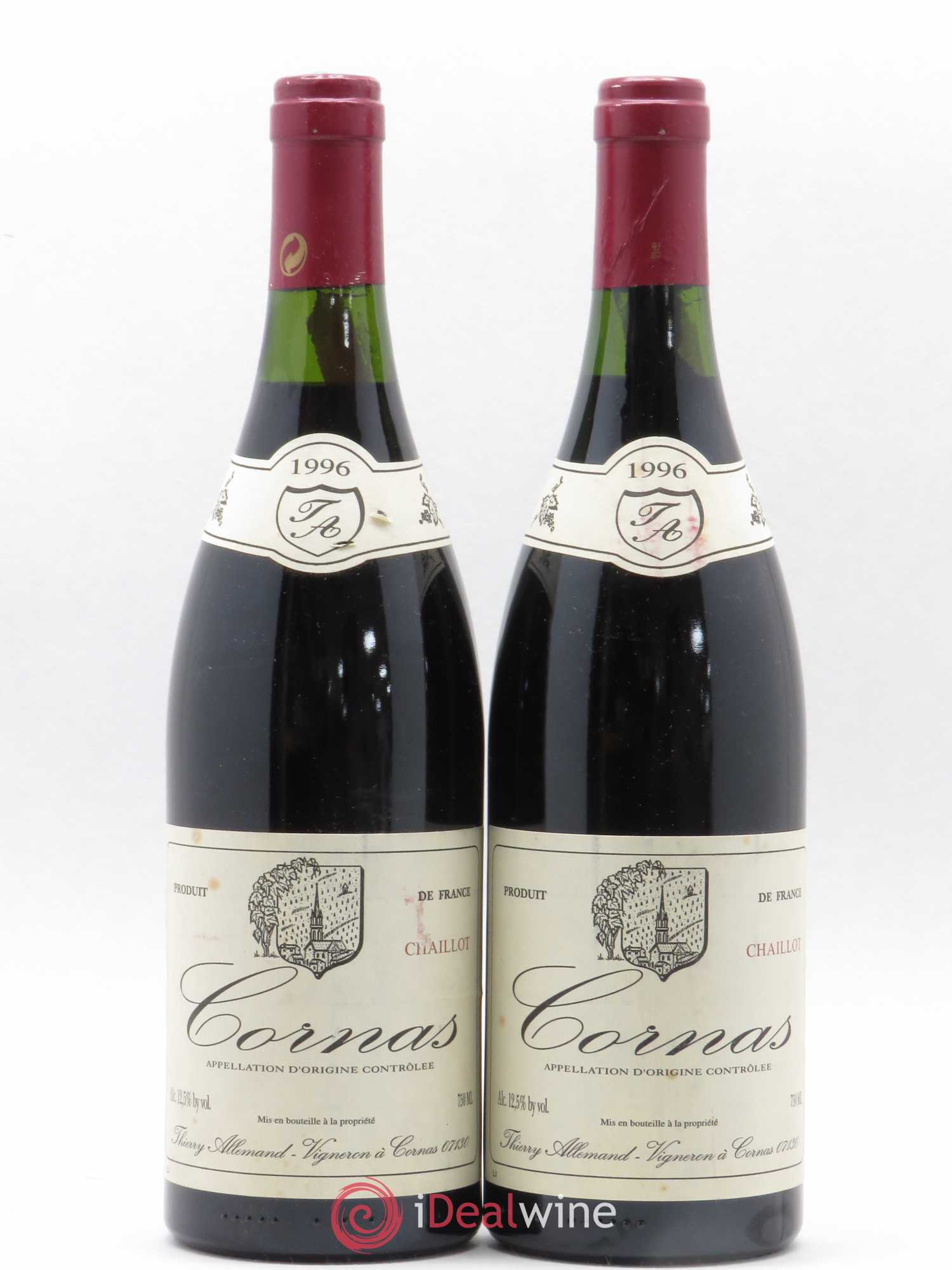 Cornas Chaillot Thierry Allemand 1996 - Lot de 2 bouteilles - 0