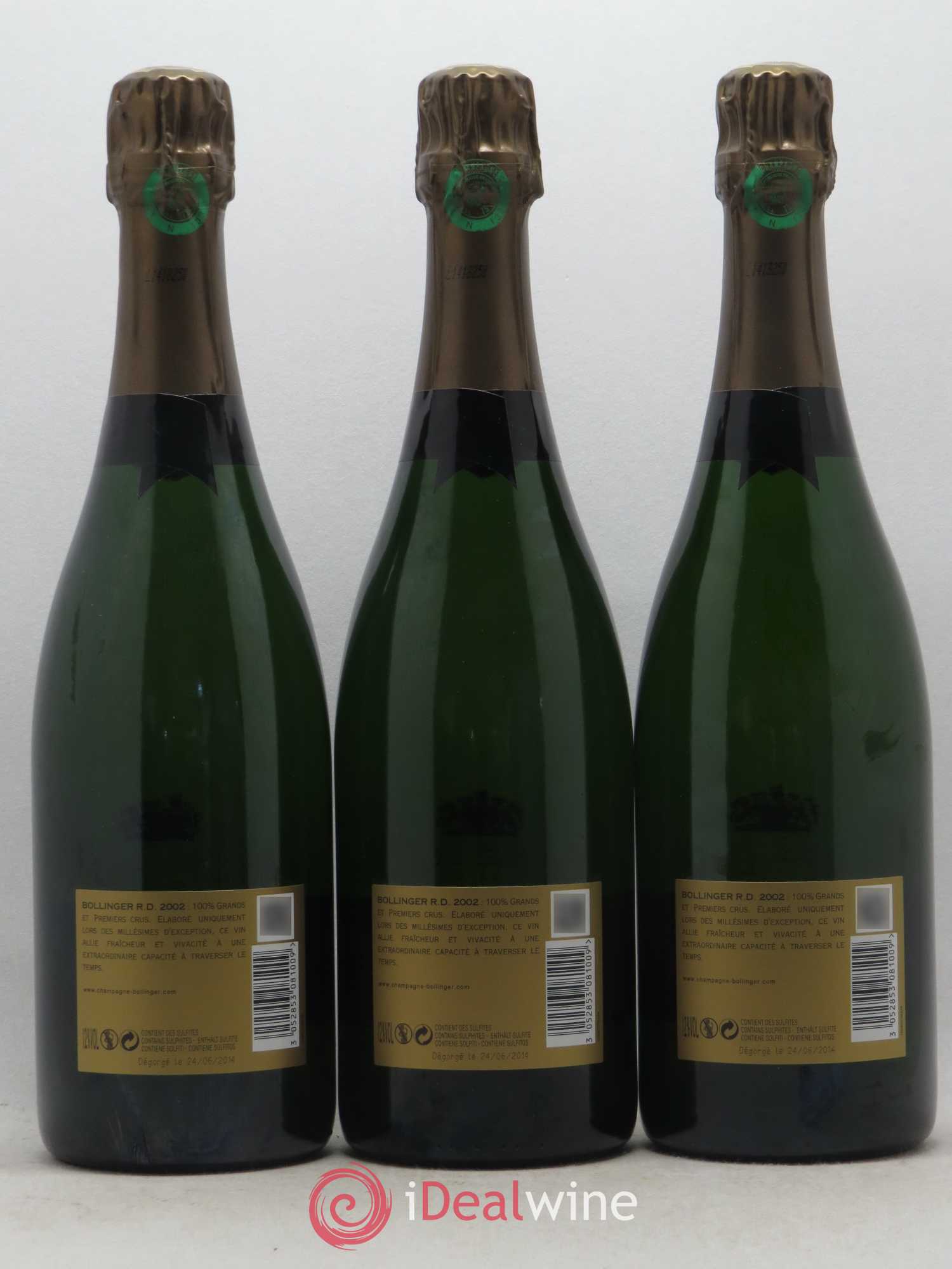 R.D. Extra-Brut Bollinger 2002 - Lot de 3 bouteilles - 1