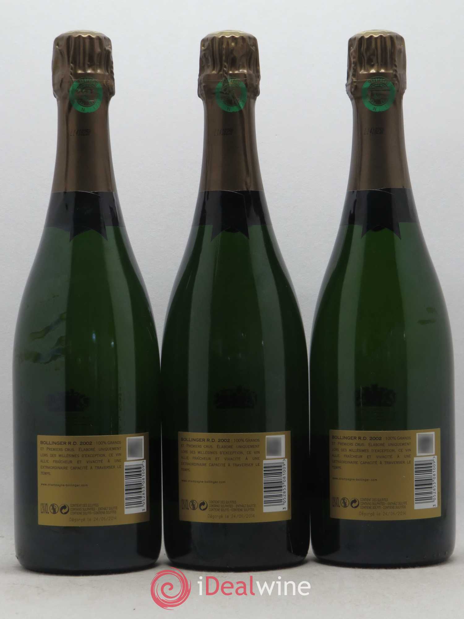 R.D. Extra-Brut Bollinger 2002 - Lot de 3 bouteilles - 1