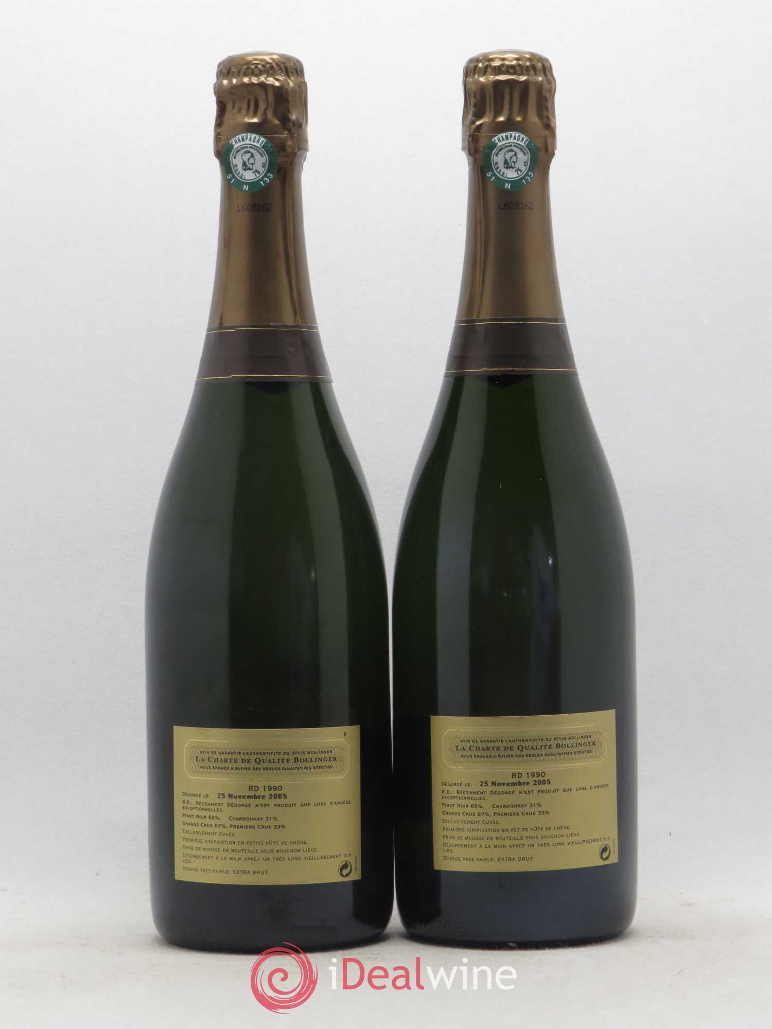 R.D. Extra-Brut Bollinger 1990 - Lot de 2 bouteilles - 1