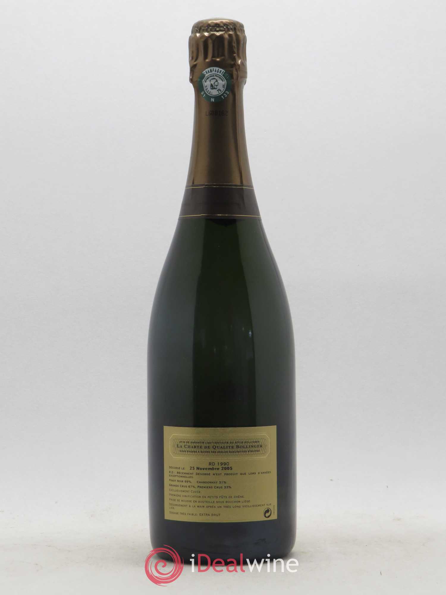R.D. Extra-Brut Bollinger 1990 - Lot de 1 bouteille - 1