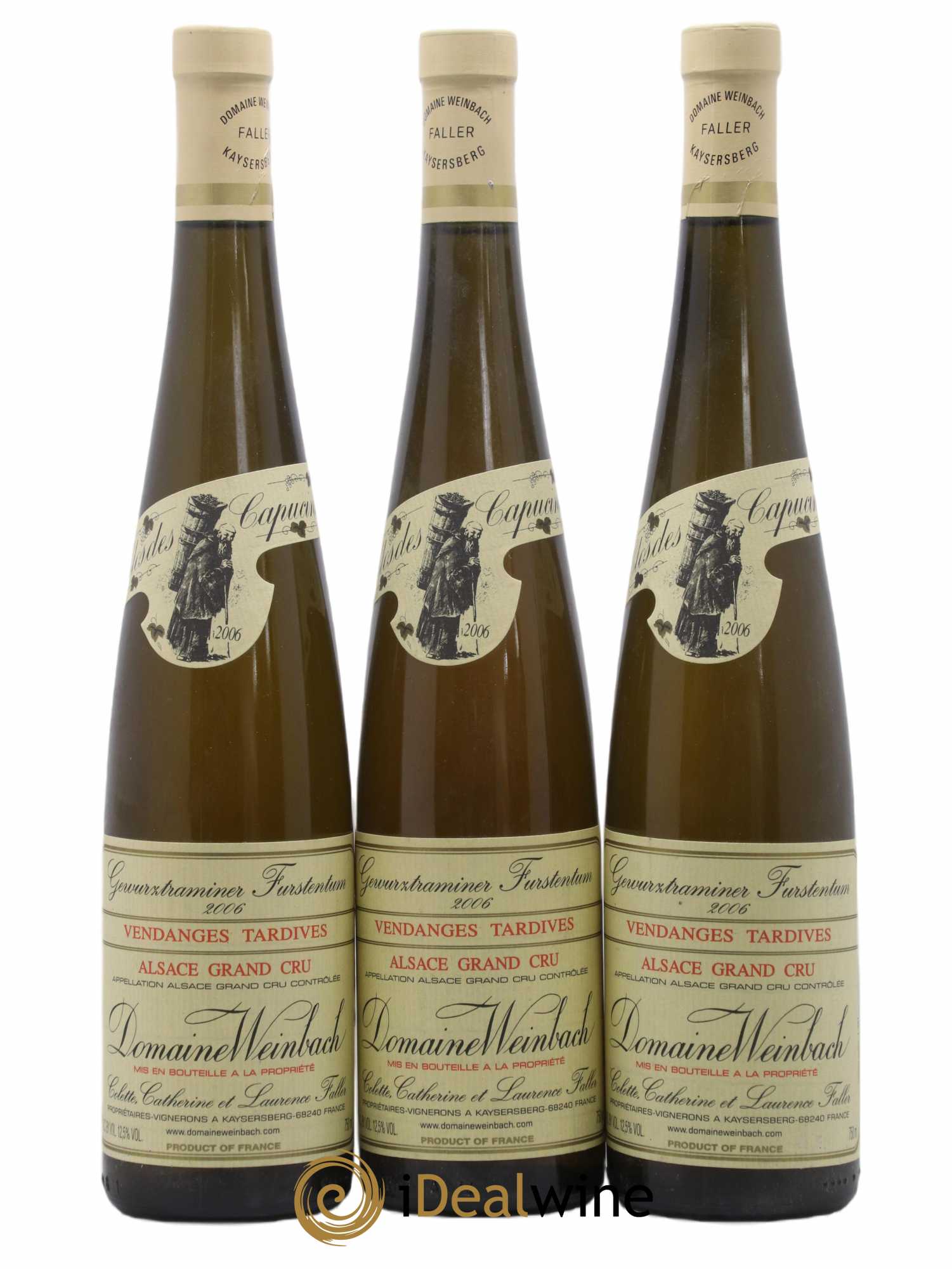 Alsace Gewurztraminer Grand Cru Furstentum Vendanges Tardives Weinbach (Domaine) 2006 - Lotto di 3 bottiglie - 0