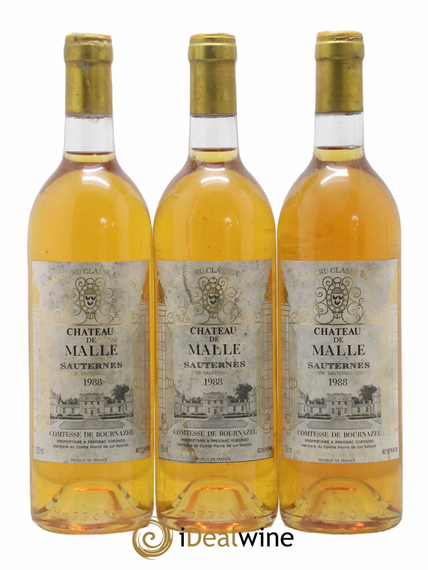 Château de Malle 2ème Grand Cru Classé 1988 - Lotto di 3 bottiglie - 0