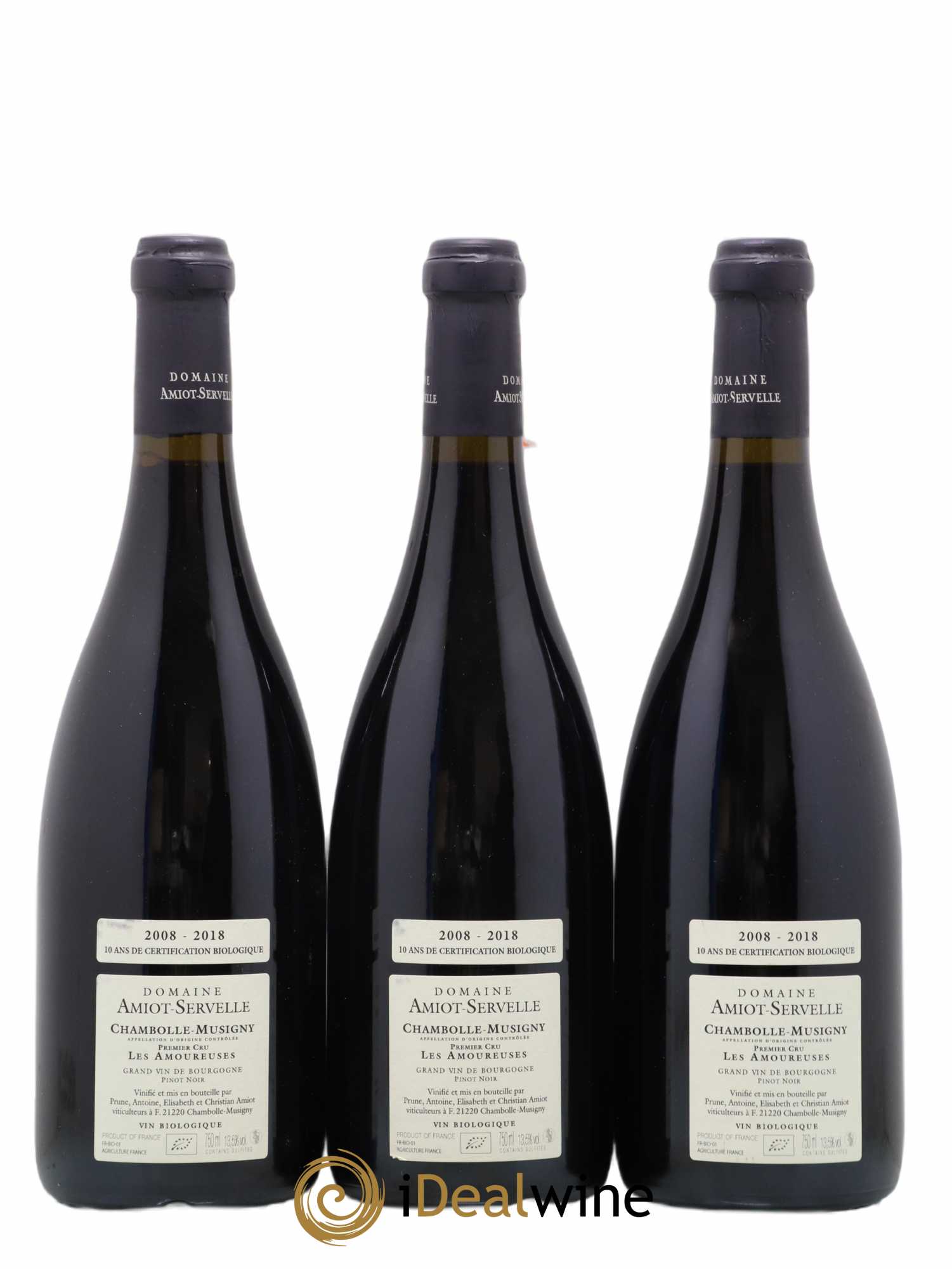 Chambolle-Musigny 1er Cru Les Amoureuses Amiot-Servelle 2018 - Lot of 3 bottles - 1