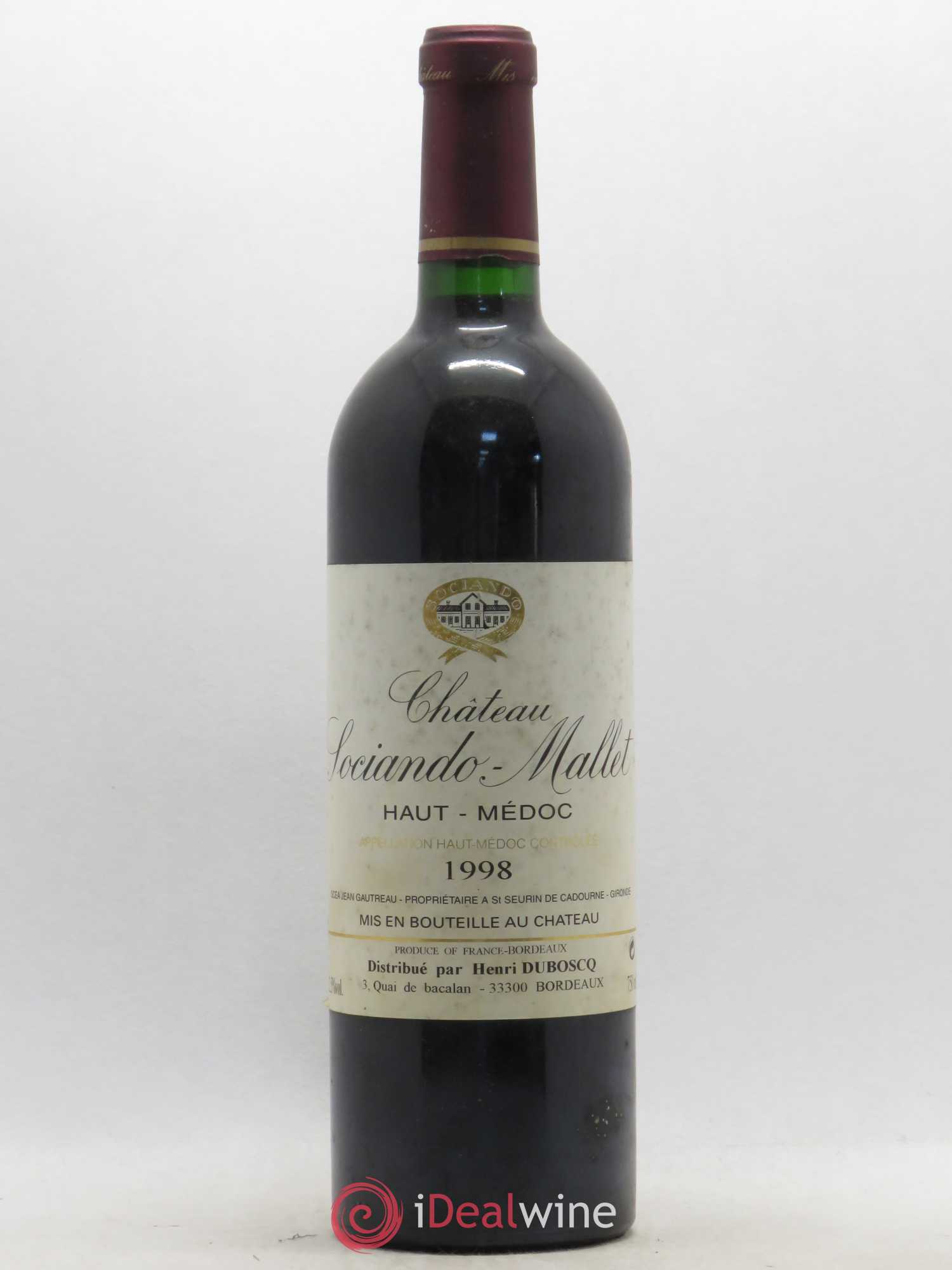 Château Sociando Mallet 1998 - Lot de 1 bouteille - 0