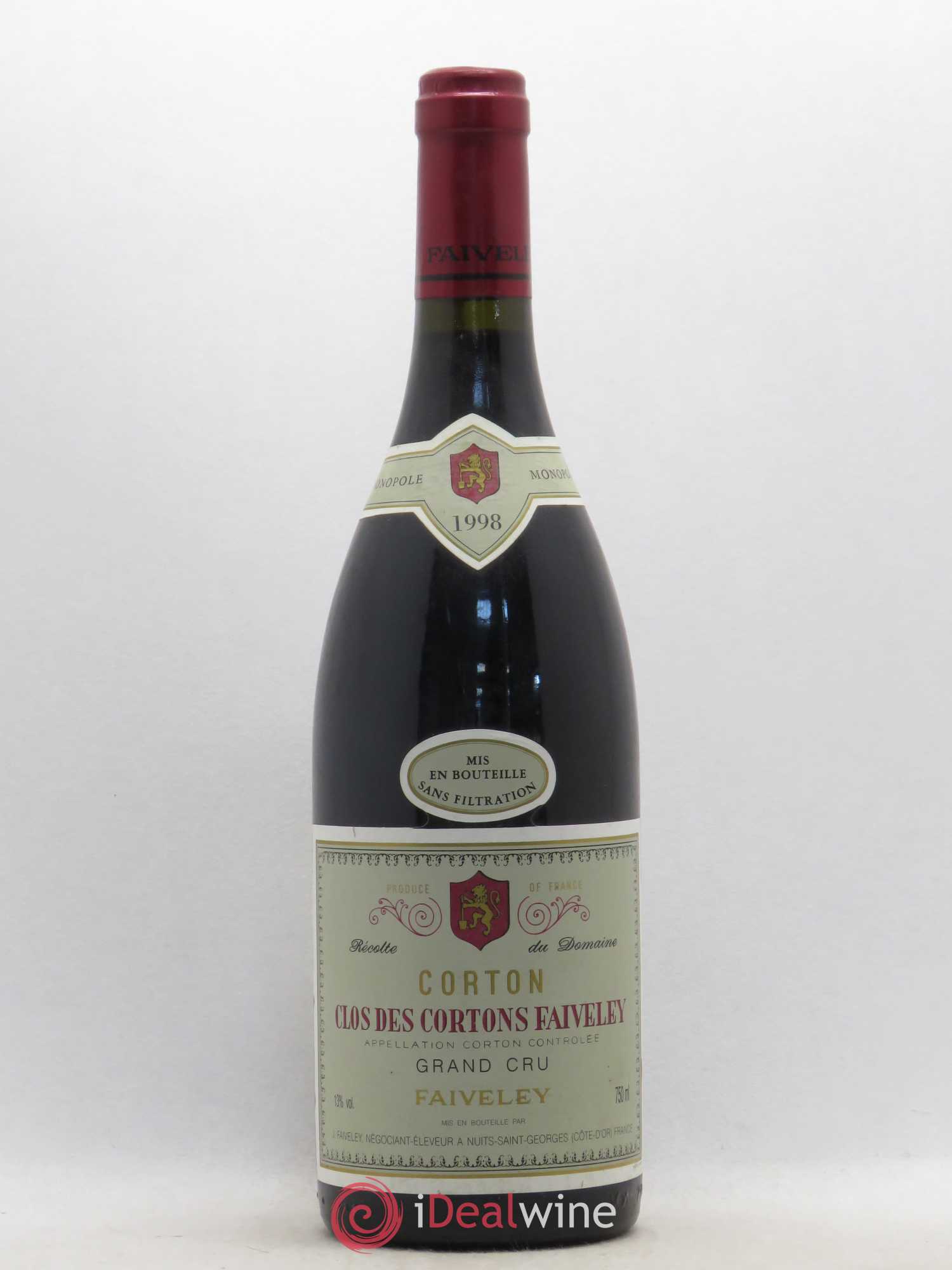 Corton Grand Cru Clos des Cortons Faiveley 1998 - Lot de 1 bouteille - 0
