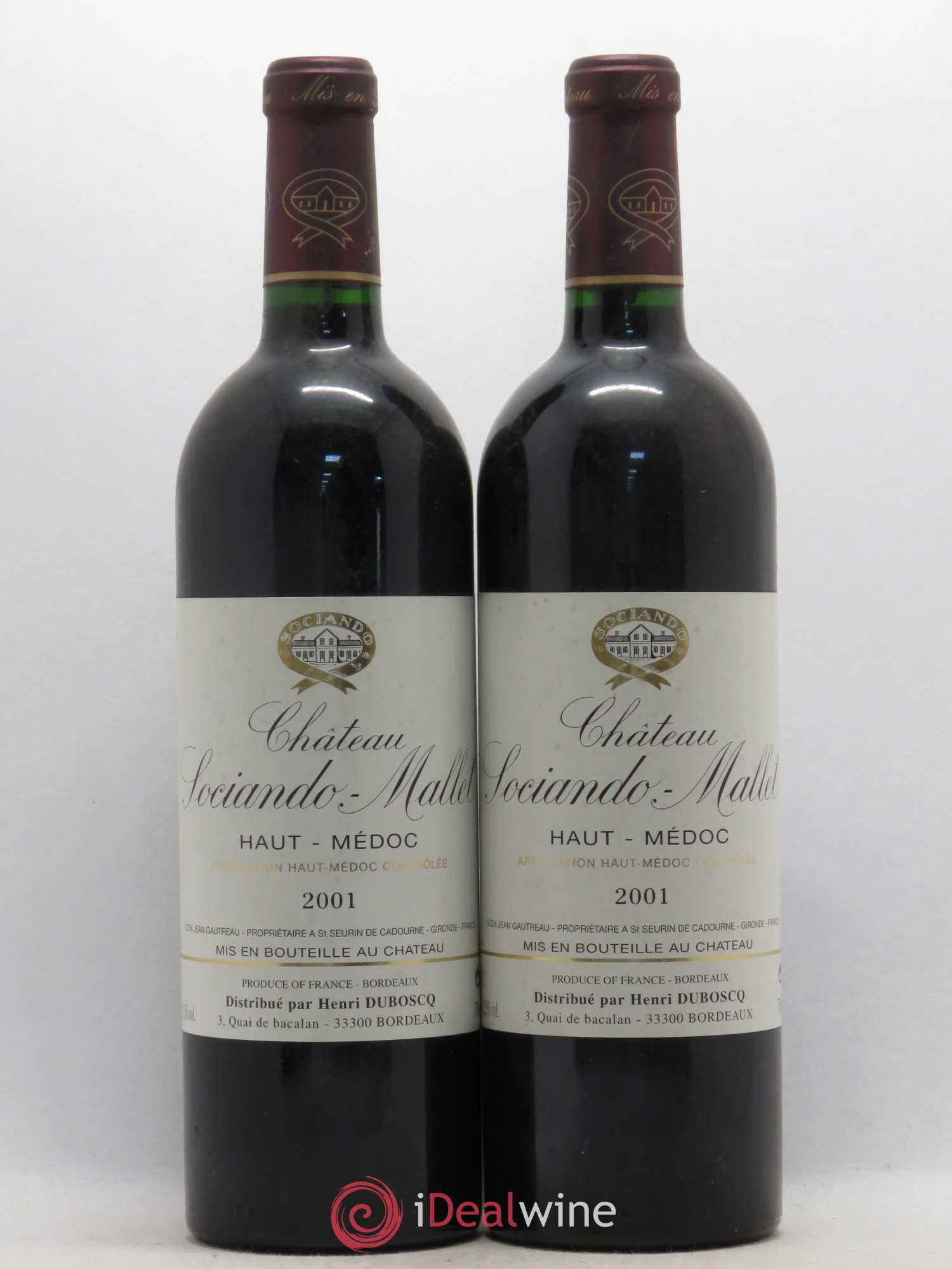 Château Sociando Mallet 2001 - Lot de 2 bouteilles - 0