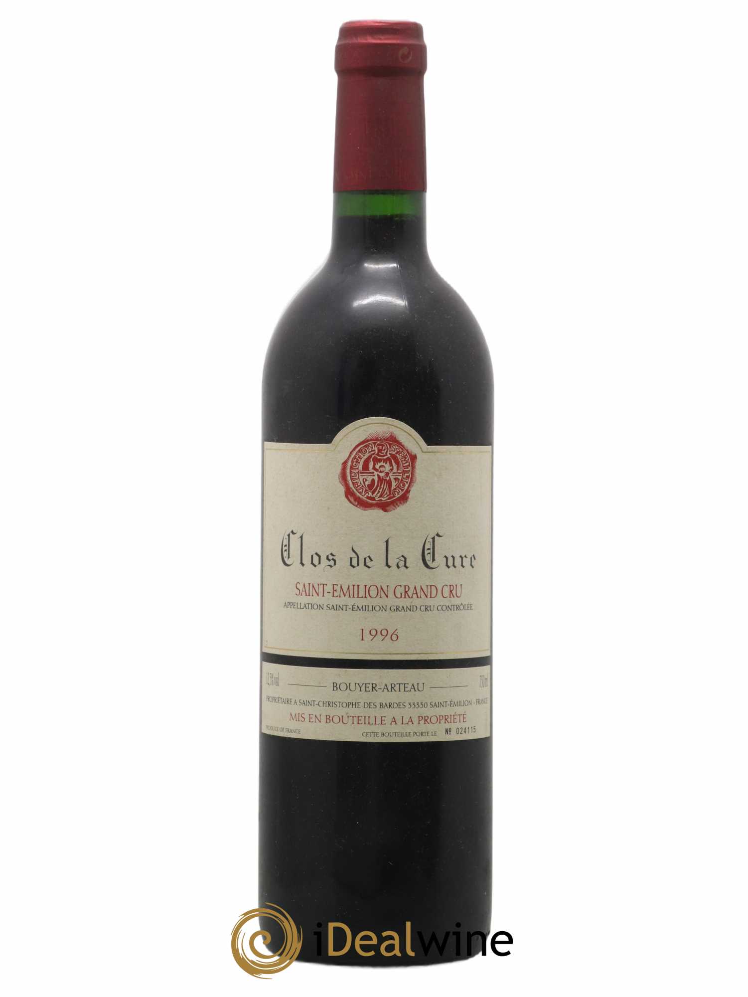 Saint-Émilion Grand Cru Clos De La Cure 1996 - Lot de 1 bouteille - 0