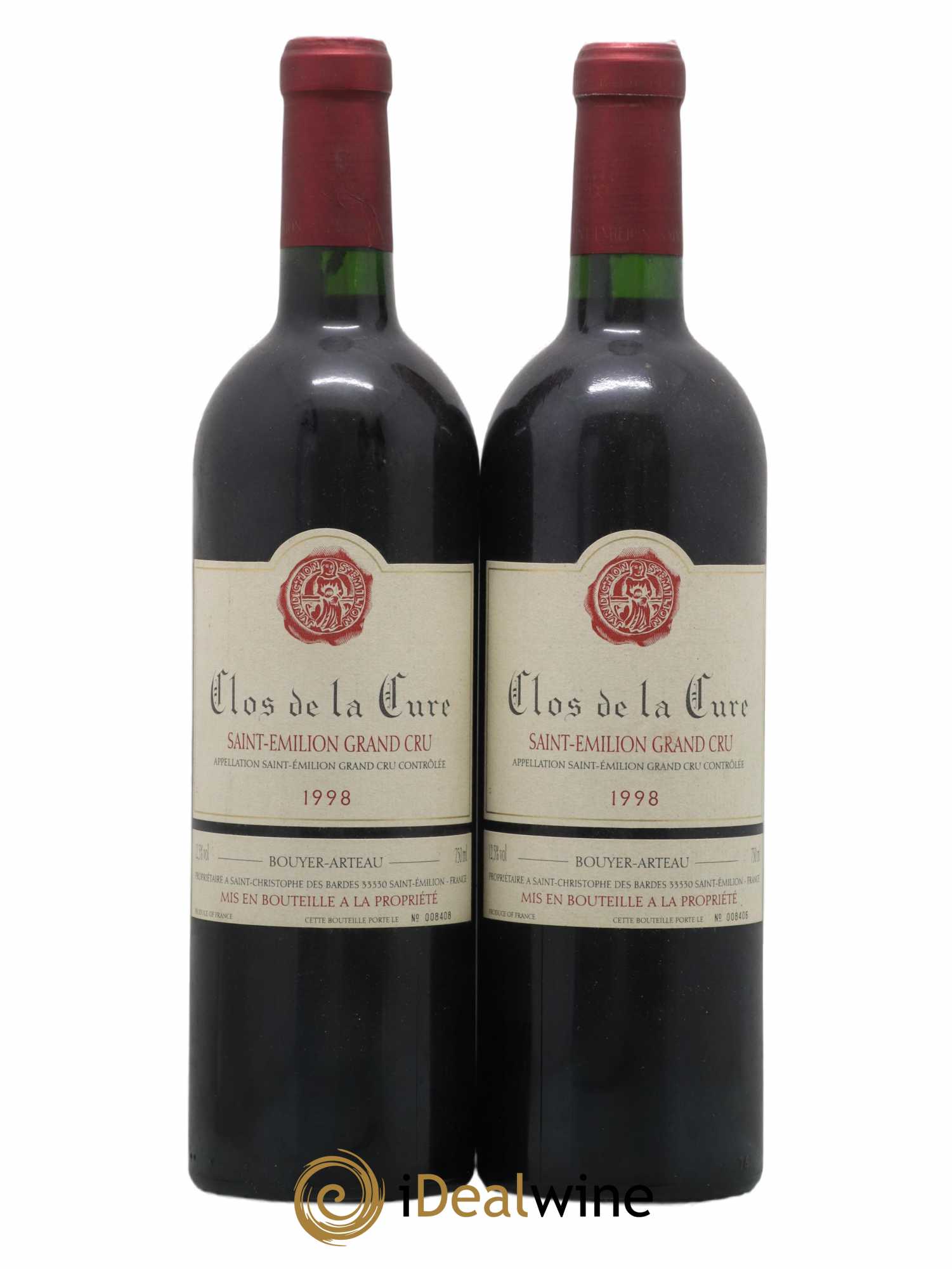 Saint-Émilion Grand Cru Clos De La Cure 1998 - Lot de 2 bouteilles - 0