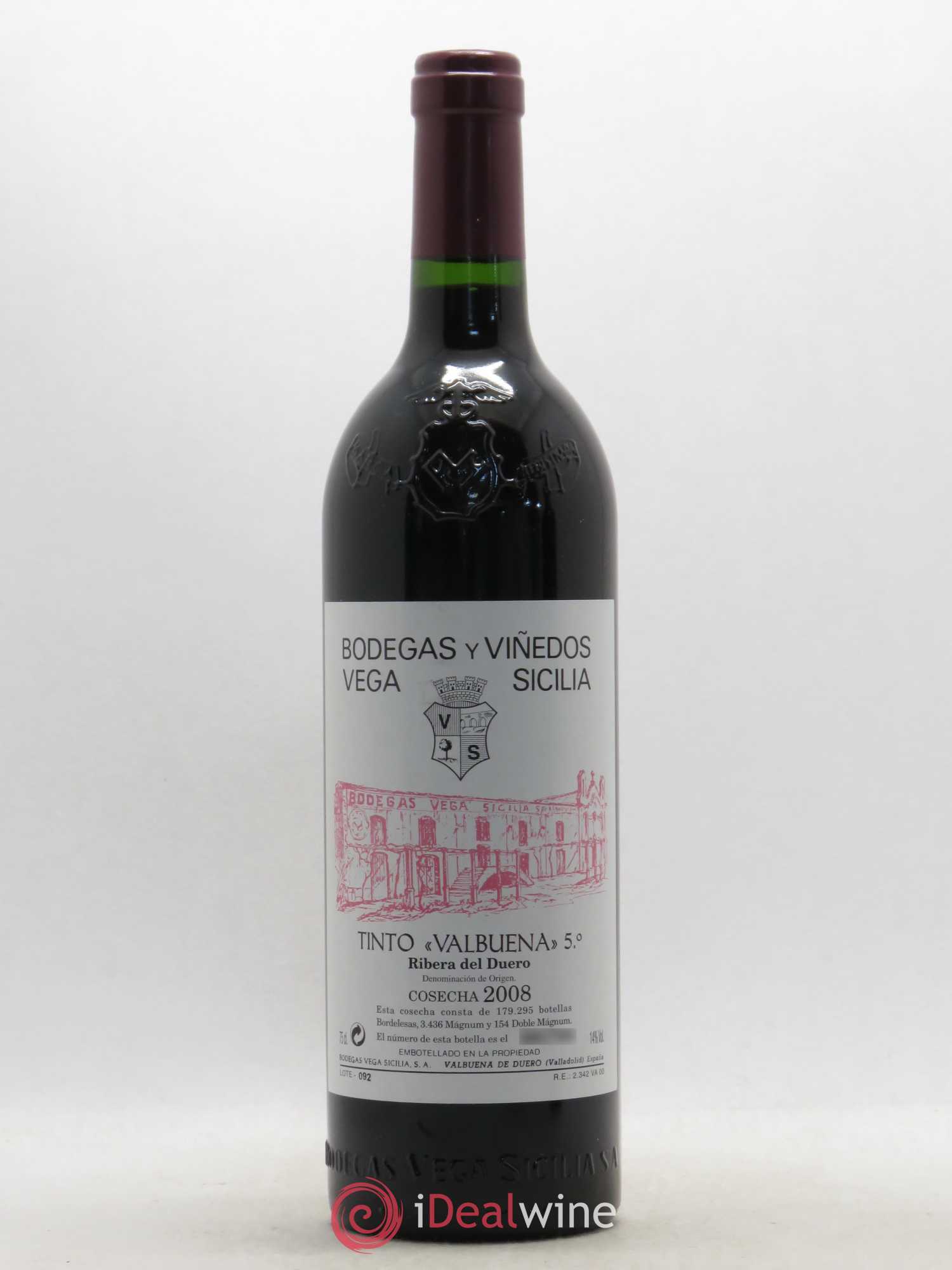 Ribera Del Duero DO Vega Sicilia Valbuena 5 ano Famille Alvarez 2008 - Lot de 1 bouteille - 0