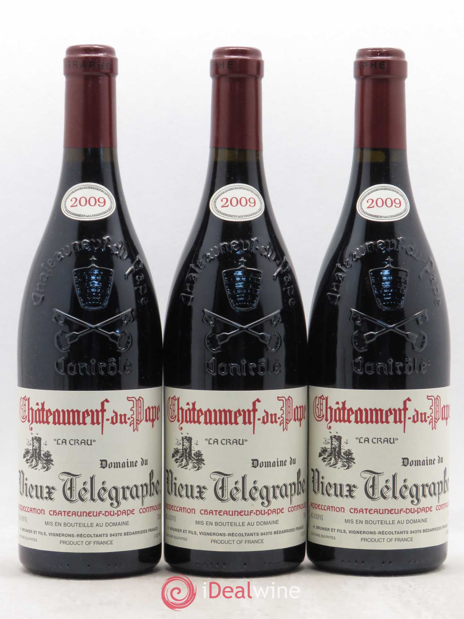 Châteauneuf-du-Pape Vieux Télégraphe (Domaine du) Vignobles Brunier 2009 - Lot de 3 bouteilles - 0
