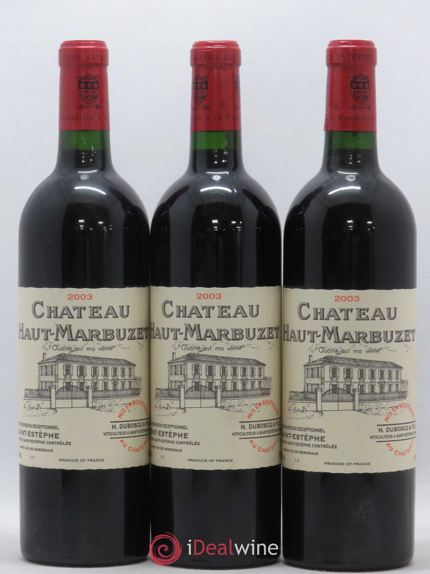 Château Haut Marbuzet 2003 - Lot de 3 bouteilles - 0