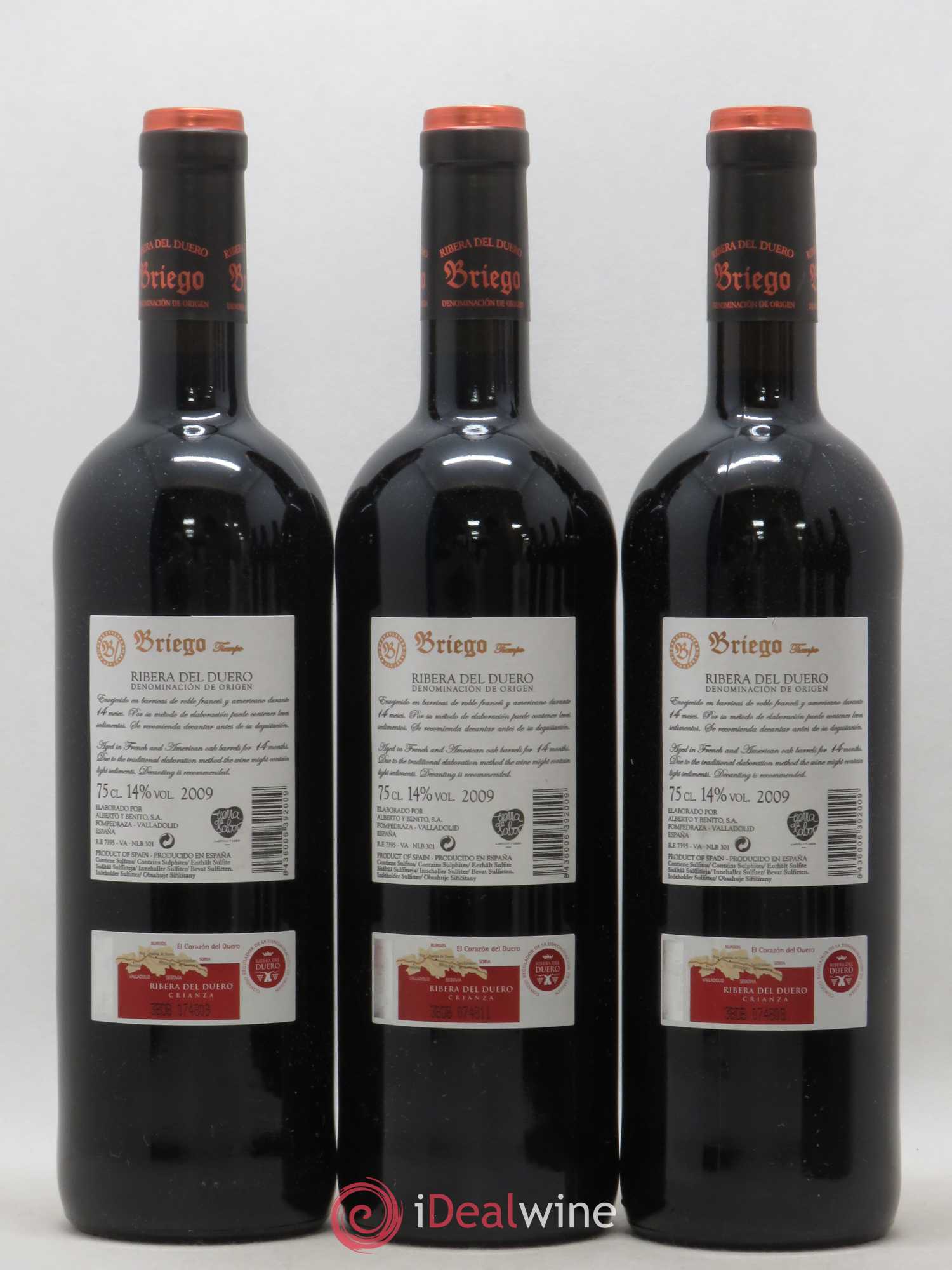 Ribera Del Duero DO DO Briego Tiempo Crianza 2009 - Posten von 6 Flaschen - 2