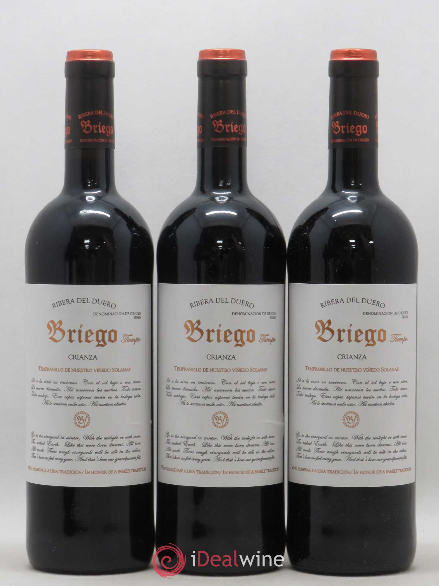 Ribera Del Duero DO DO Briego Tiempo Crianza 2009 - Lot of 3 bottles - 0