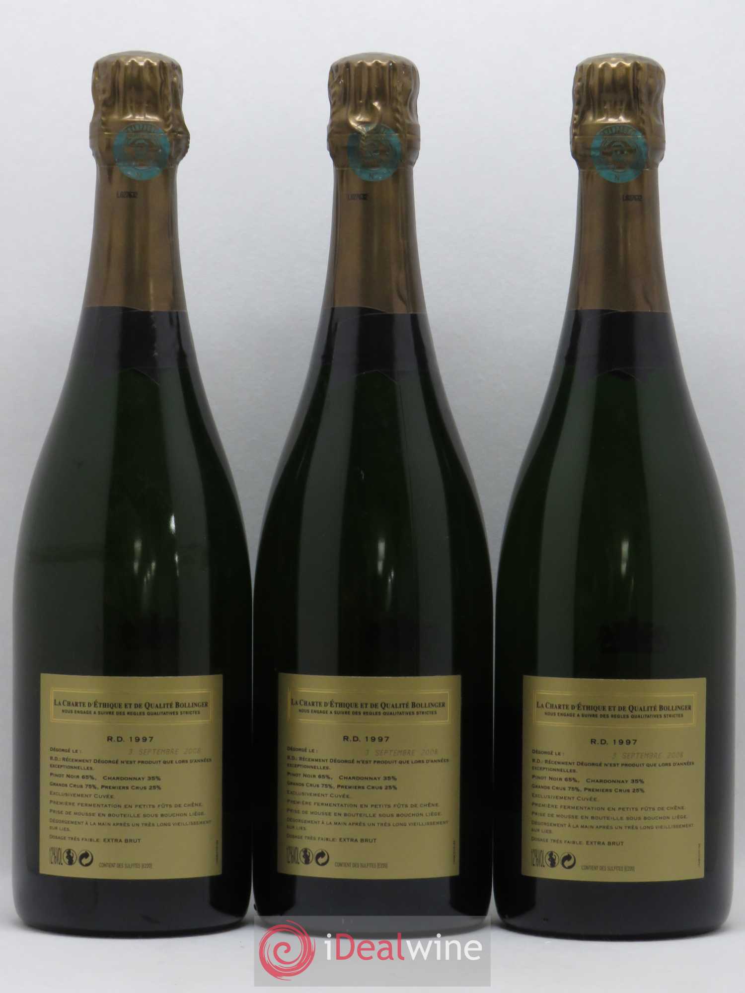R.D. Extra-Brut Bollinger 1997 - Lot de 3 bouteilles - 1