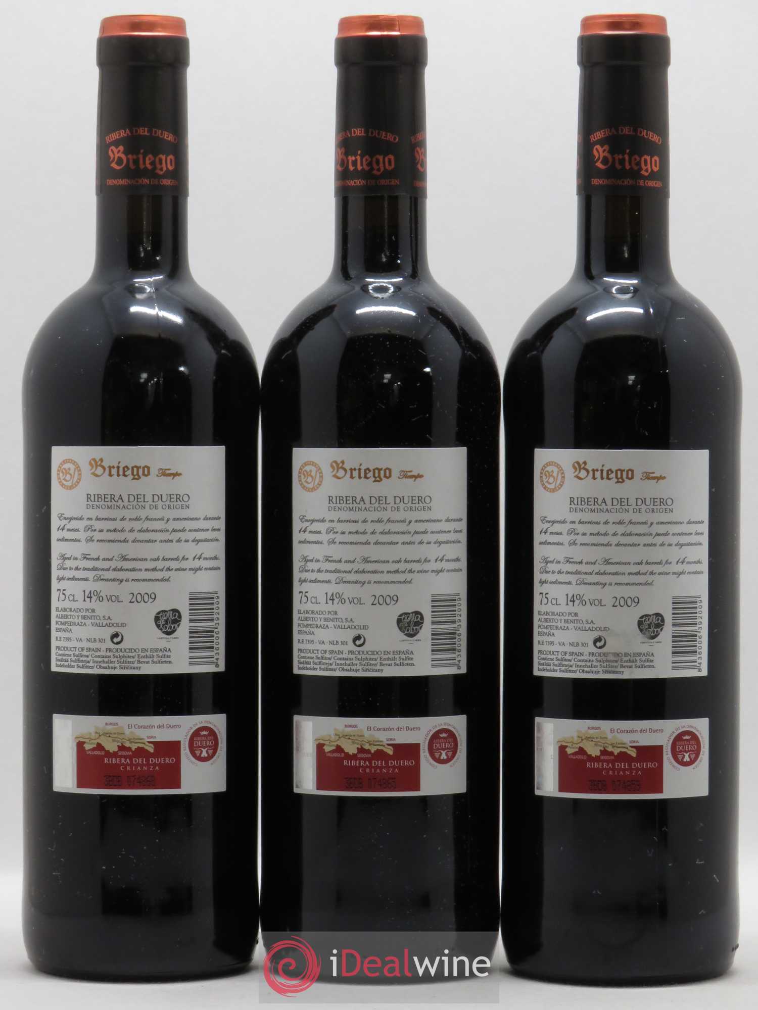 Ribera Del Duero DO Briego Crianza 2009 - Posten von 6 Flaschen - 2