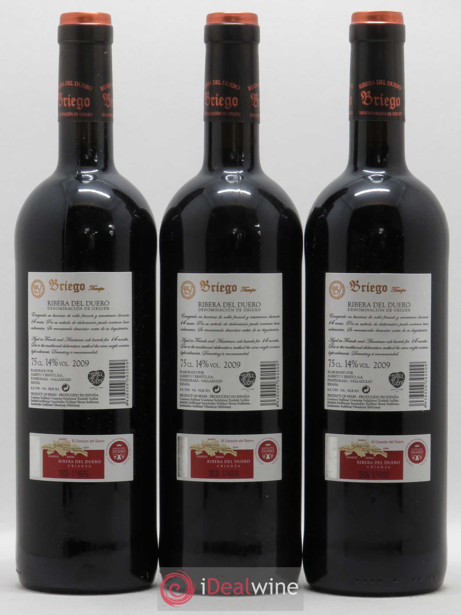 Ribera Del Duero DO Briego Crianza 2009 - Lot de 3 bouteilles - 1