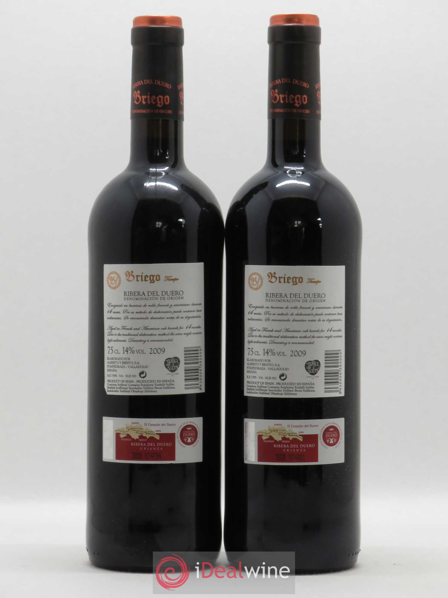 Ribera Del Duero DO Briego Crianza 2009 - Posten von 2 Flaschen - 1