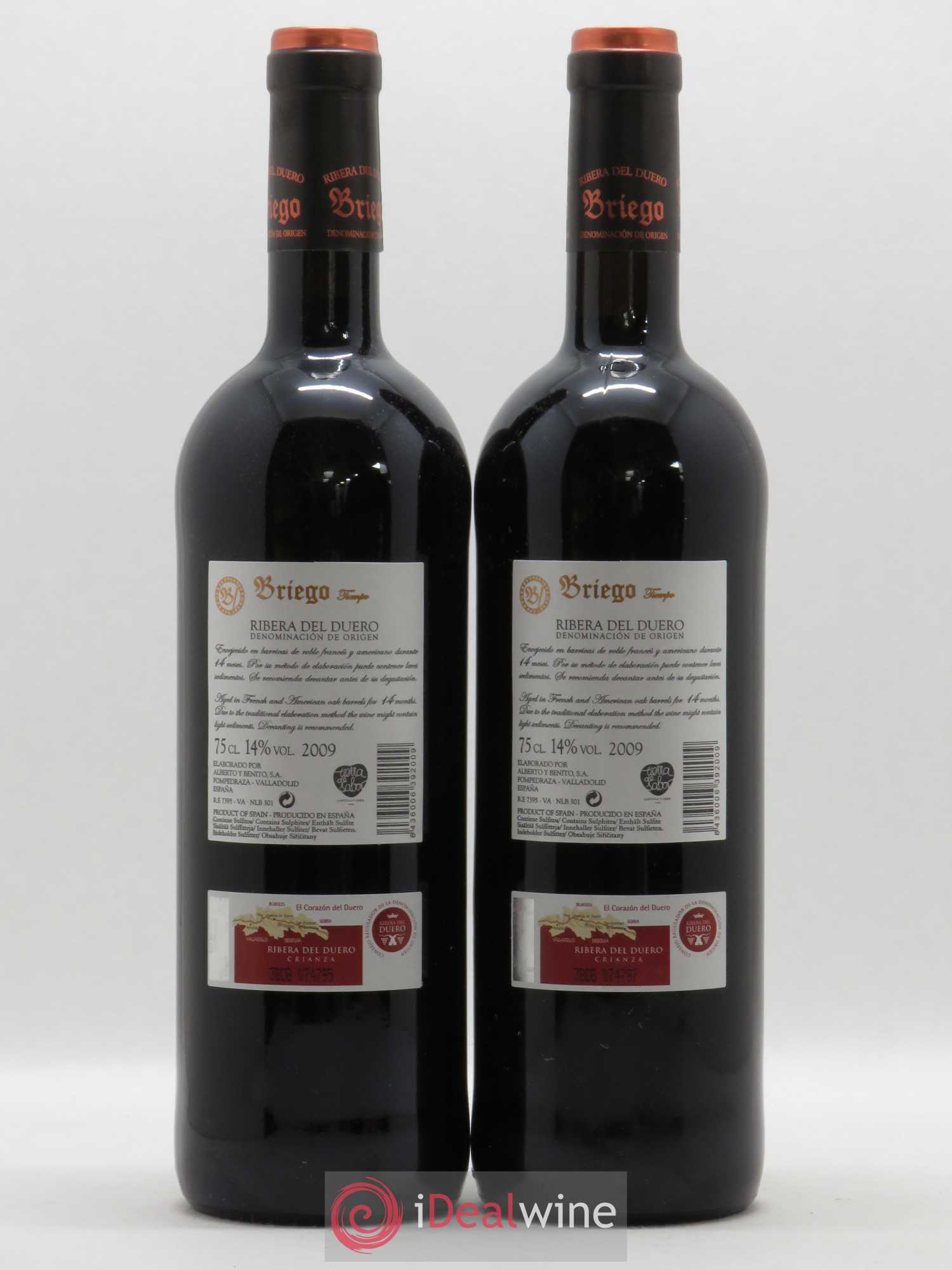 Ribera Del Duero DO Briego Crianza 2009 - Posten von 2 Flaschen - 1