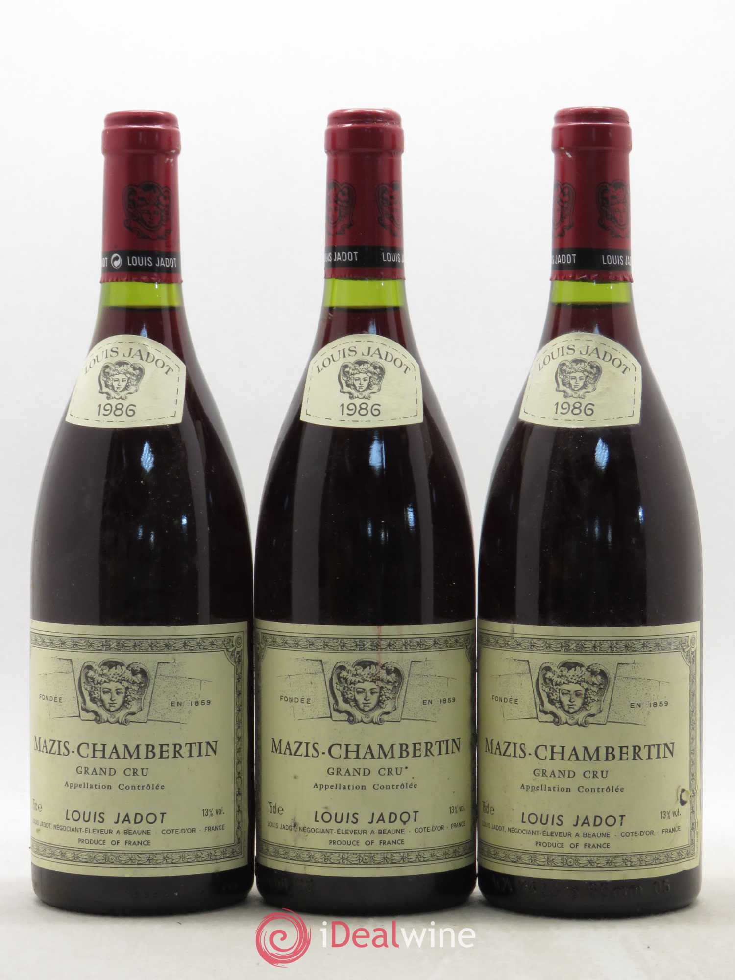 Mazis-Chambertin Grand Cru Louis Jadot 1986 - Lot de 3 bouteilles - 0