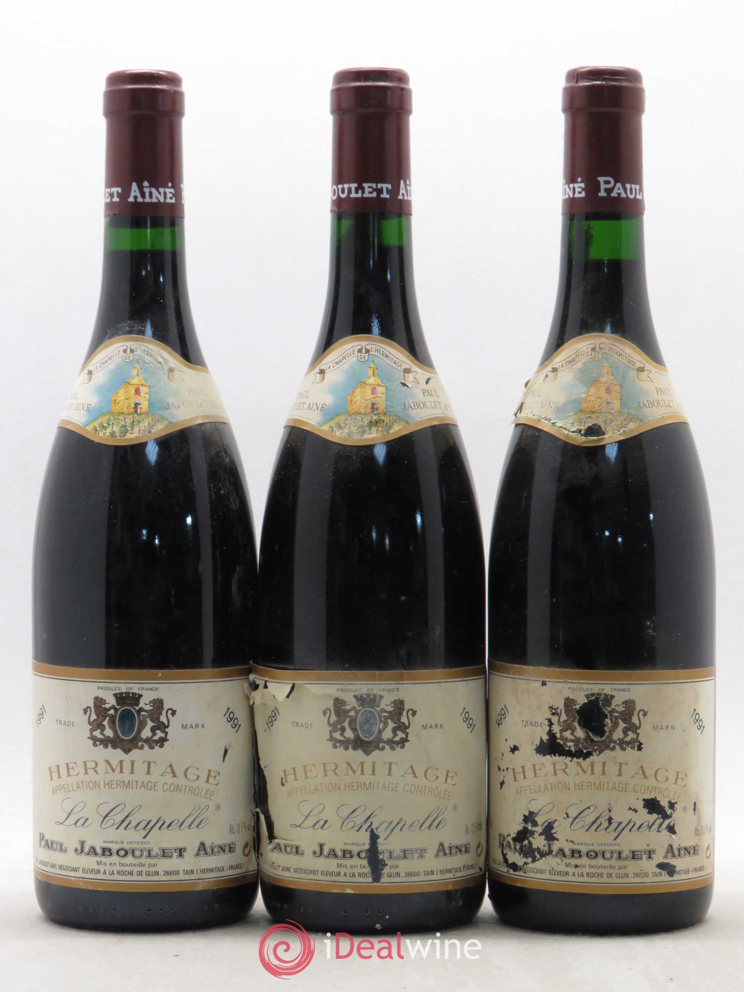 Hermitage La Chapelle Paul Jaboulet Ainé 1991 - Lot de 3 bouteilles - 0