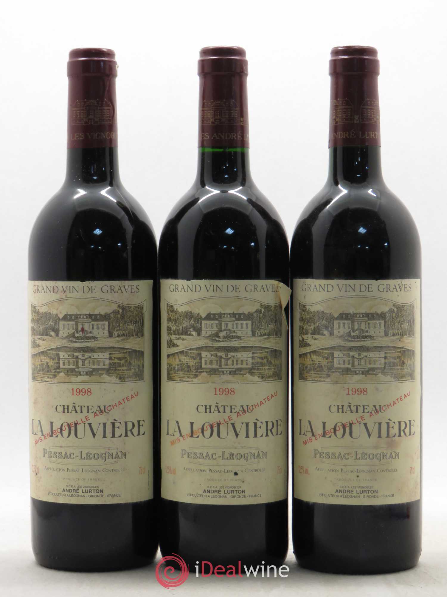 Château la Louvière 1998 - Lot de 3 bouteilles - 0