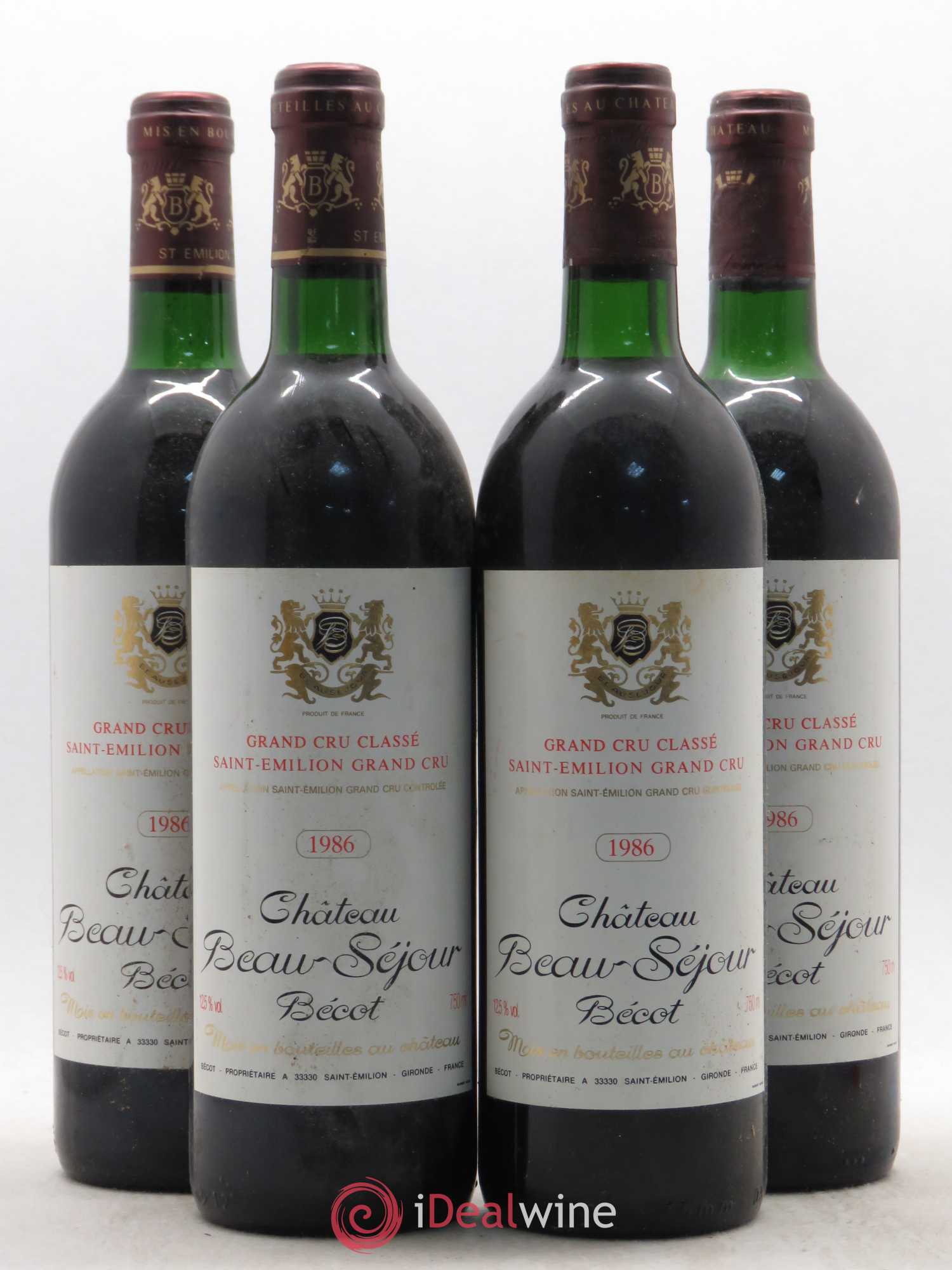 Château Beau-Séjour Bécot 1er Grand Cru Classé B 1986 - Lot de 4 bouteilles - 0