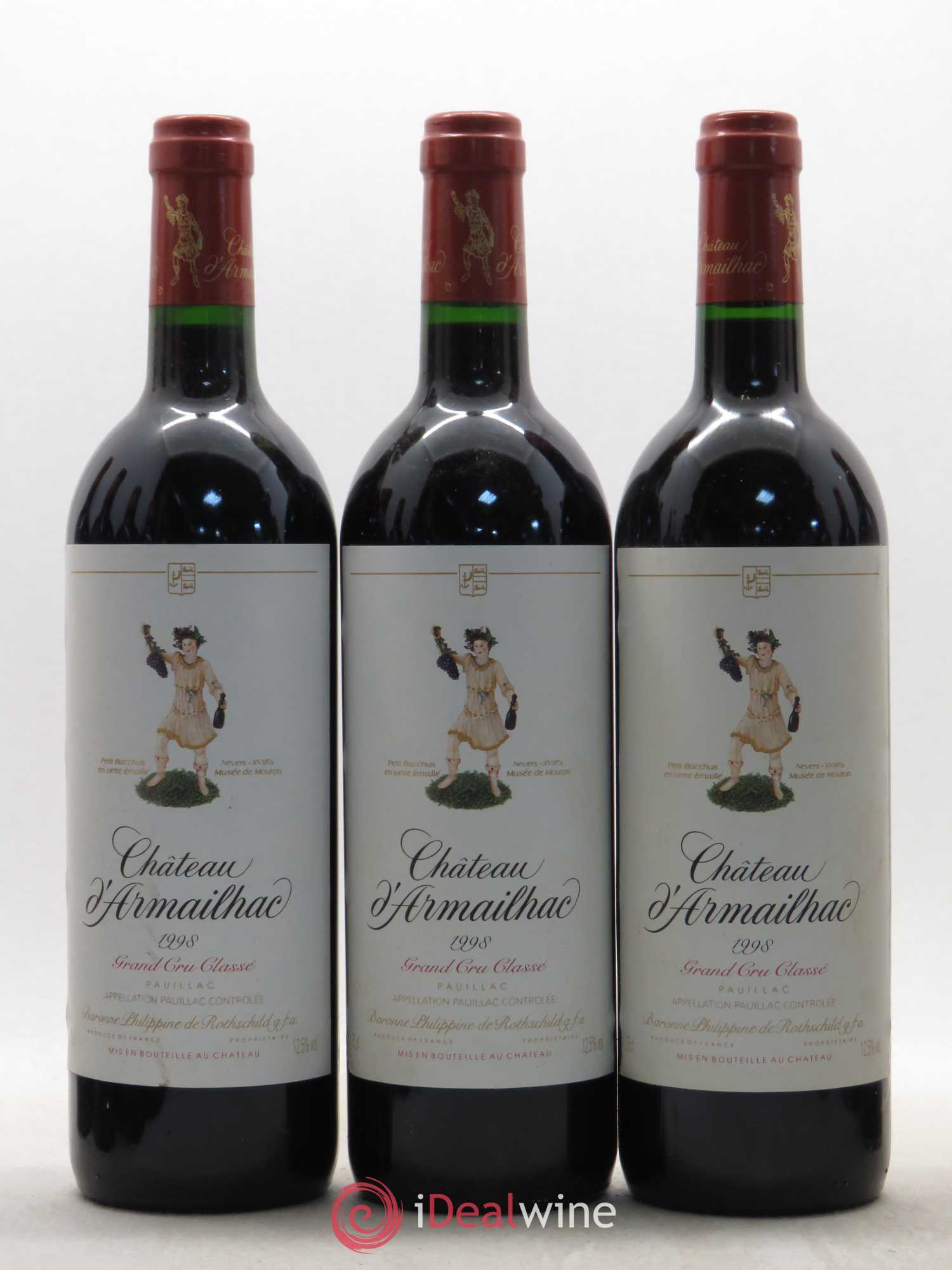 Château d' Armailhac - Mouton Baron(ne) Philippe 5ème Grand Cru Classé 1998 - Lot de 12 bouteilles - 1