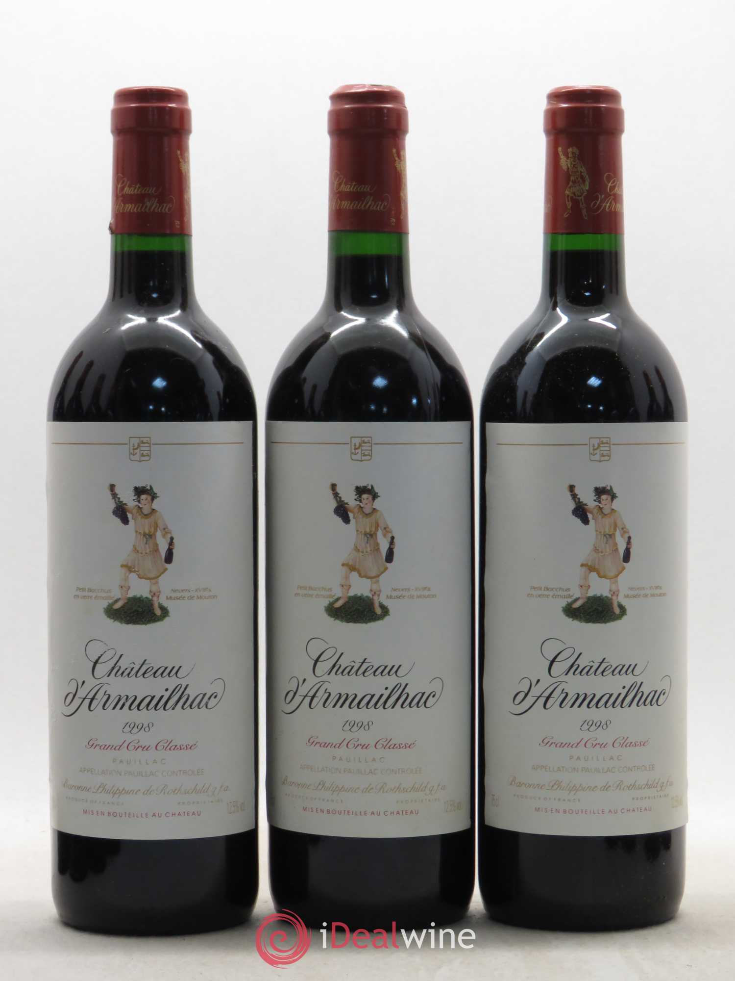 Château d' Armailhac - Mouton Baron(ne) Philippe 5ème Grand Cru Classé 1998 - Lot de 12 bouteilles - 3