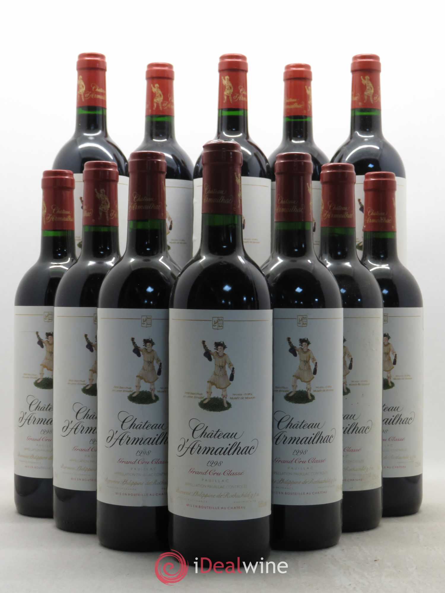 Château d' Armailhac - Mouton Baron(ne) Philippe 5ème Grand Cru Classé 1998 - Lot de 12 bouteilles - 0