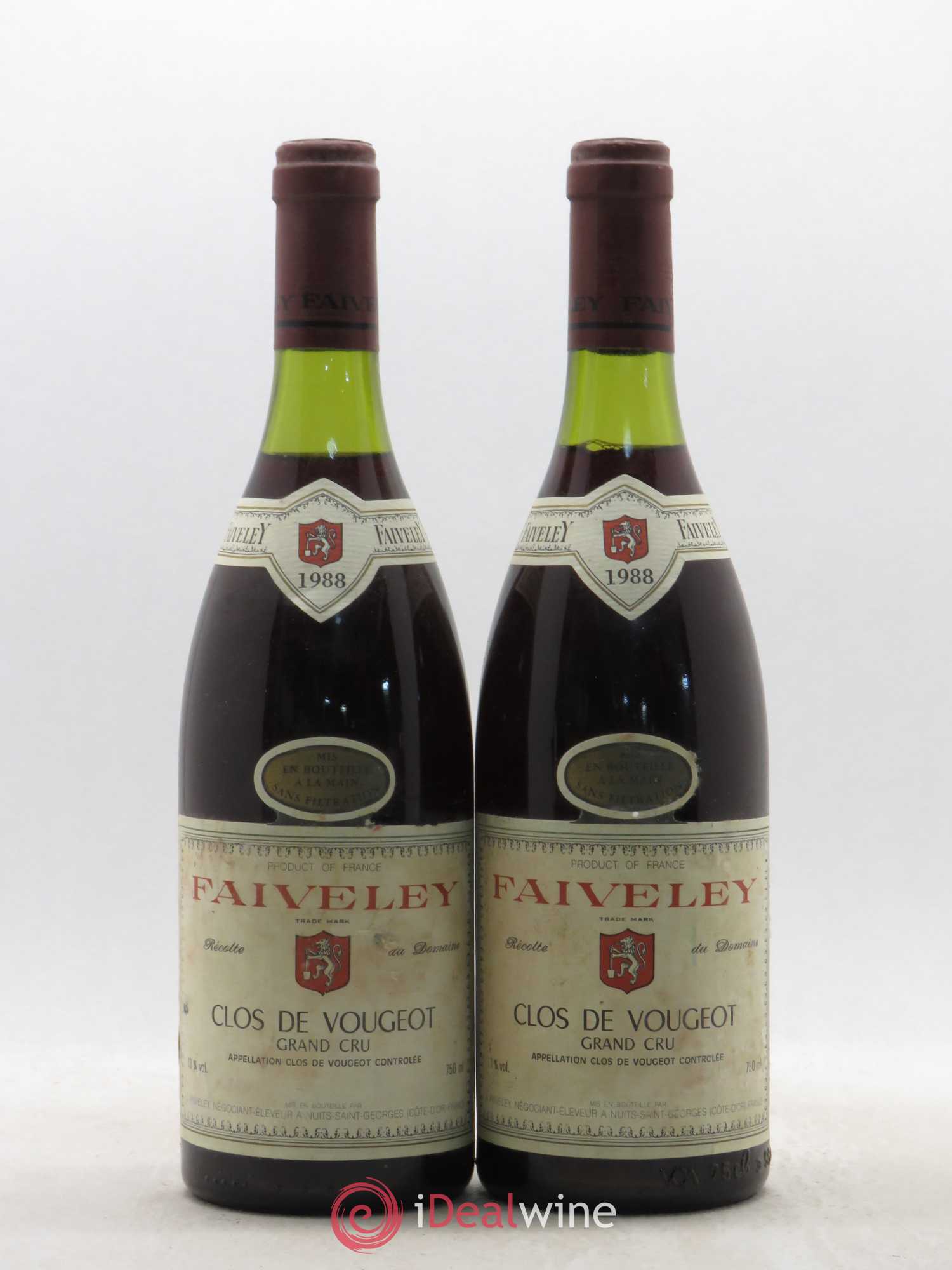 Clos de Vougeot Grand Cru Faiveley 1988 - Lot de 2 bouteilles - 0