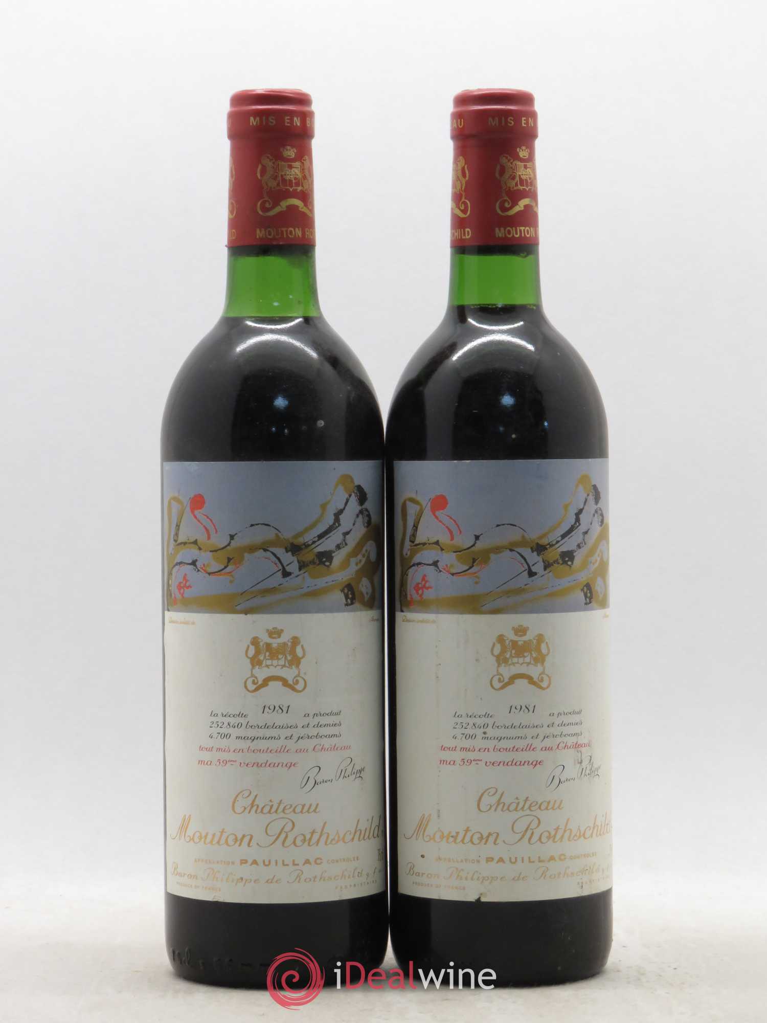 Château Mouton Rothschild 1er Grand Cru Classé 1981 - Lot de 2 bouteilles - 0