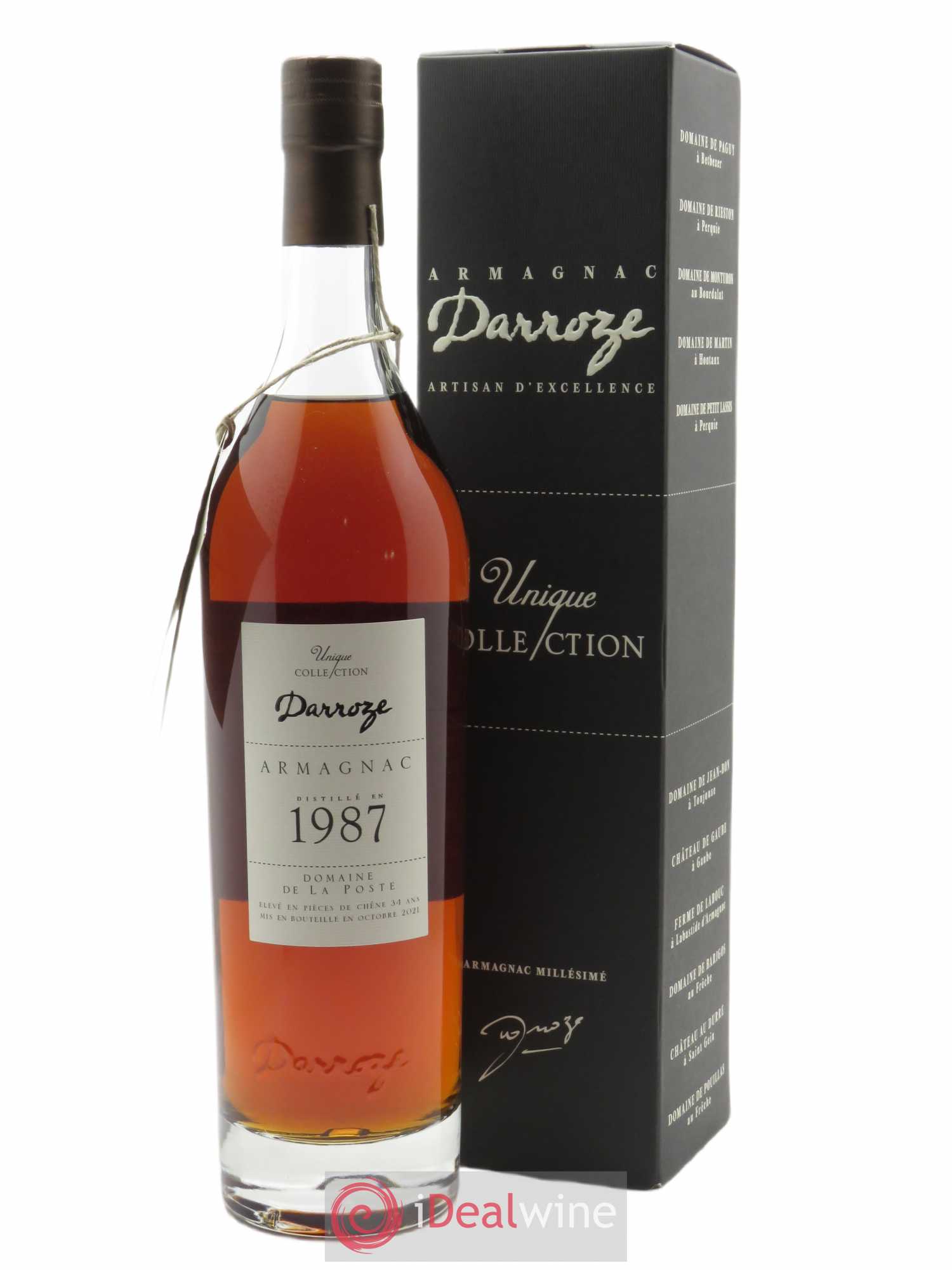 Bas-Armagnac Domaine de la Poste 48.5° Darroze (70 cl) 1987 - Lot de 1 bouteille - 0