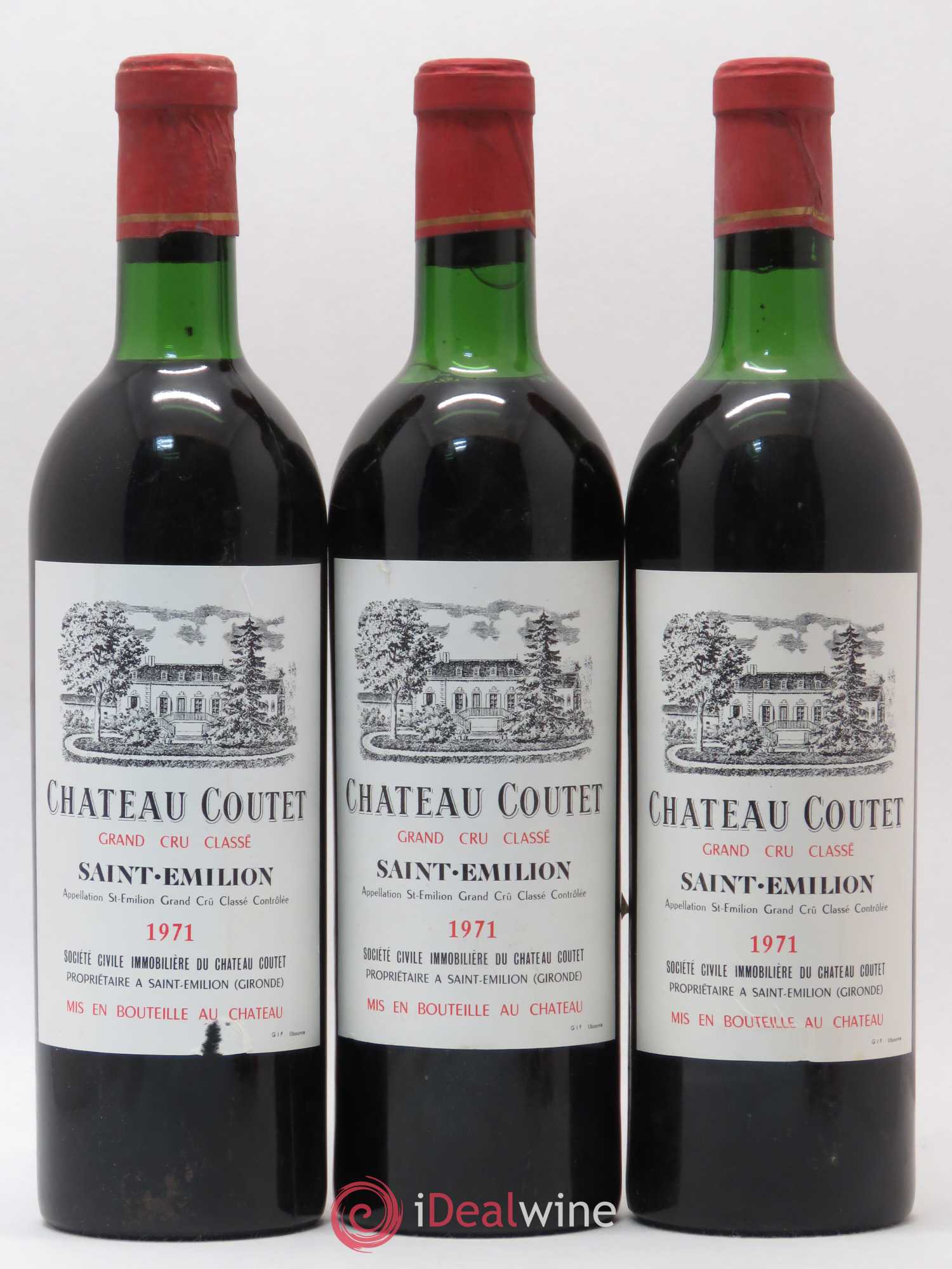 Saint-Émilion Grand Cru Château Coutet 1971 - Lot de 3 bouteilles - 0