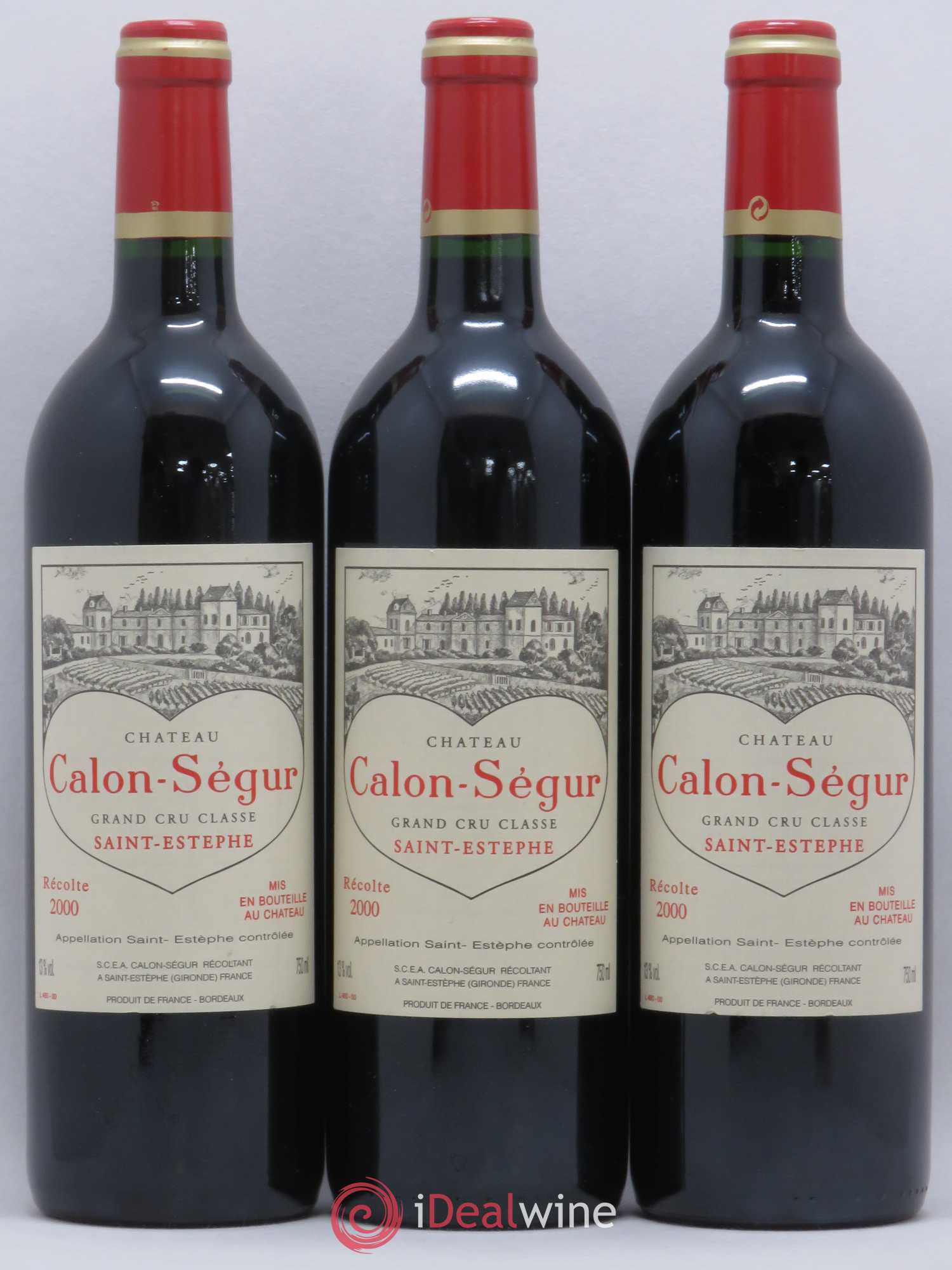 Château Calon Ségur 3ème Grand Cru Classé 2000 - Lot de 3 bouteilles - 0